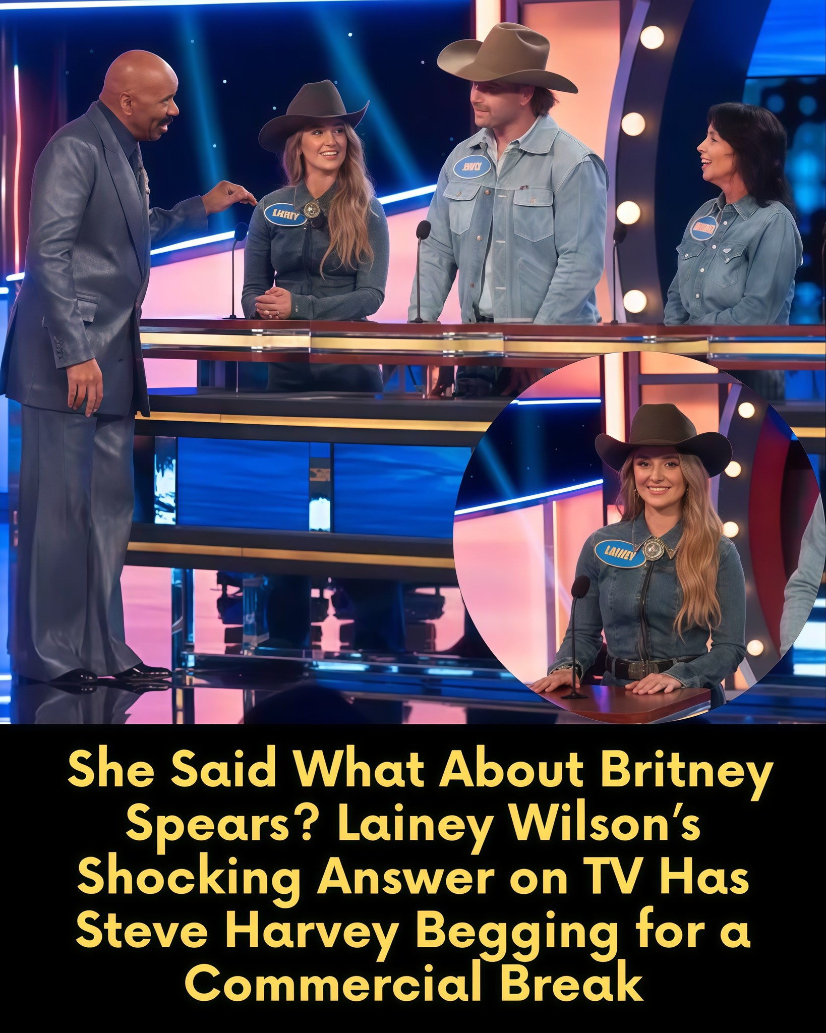 She Said What About Britney Spears? Lainey Wilson’s Shocking Answer on TV Has Steve Harvey Begging for a Commercial Break