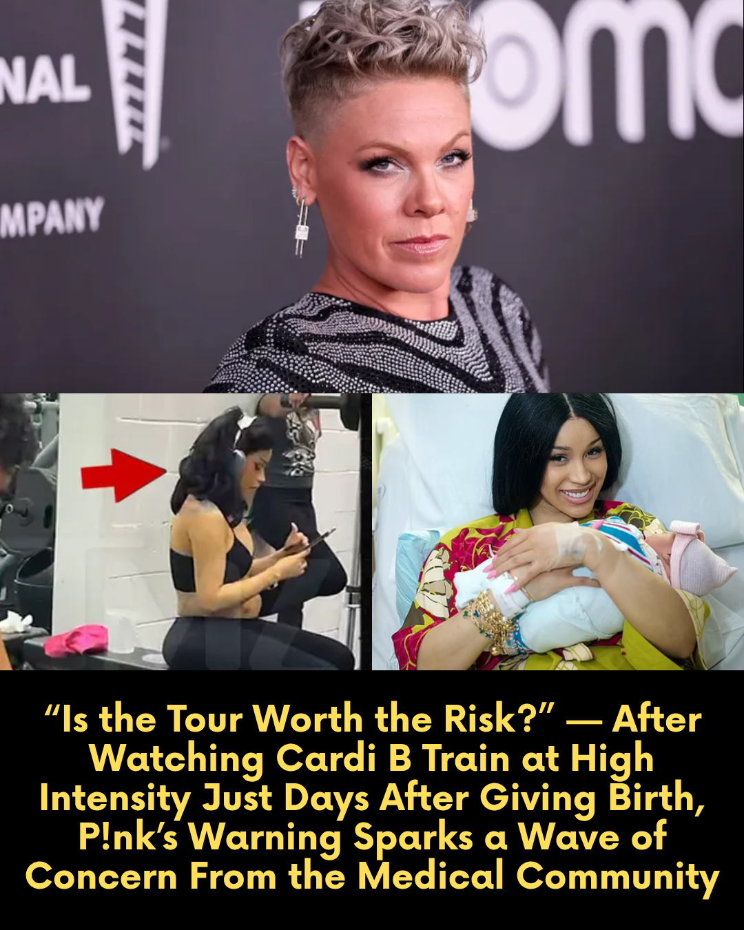 “Is the Tour Worth the Risk?” — After Watching Cardi B Train at High Intensity Just Days After Giving Birth, P!nk’s Warning Sparks a Wave of Concern From the Medical Community