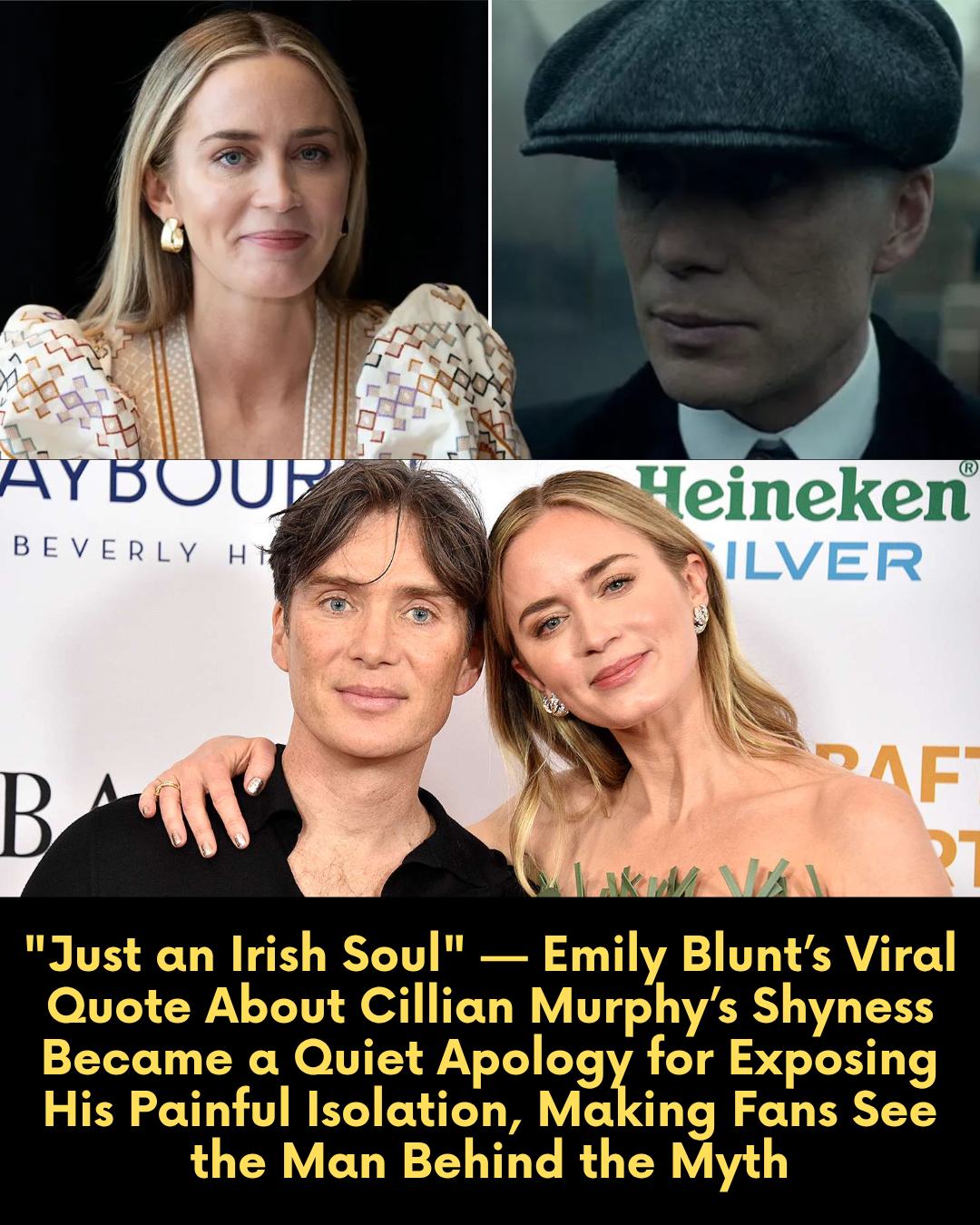 “Just an Irish Soul” — Emily Blunt’s Viral Quote About Cillian Murphy’s Shyness Became a Quiet Apology for Exposing His Painful Isolation, Making Fans See the Man Behind the Myth