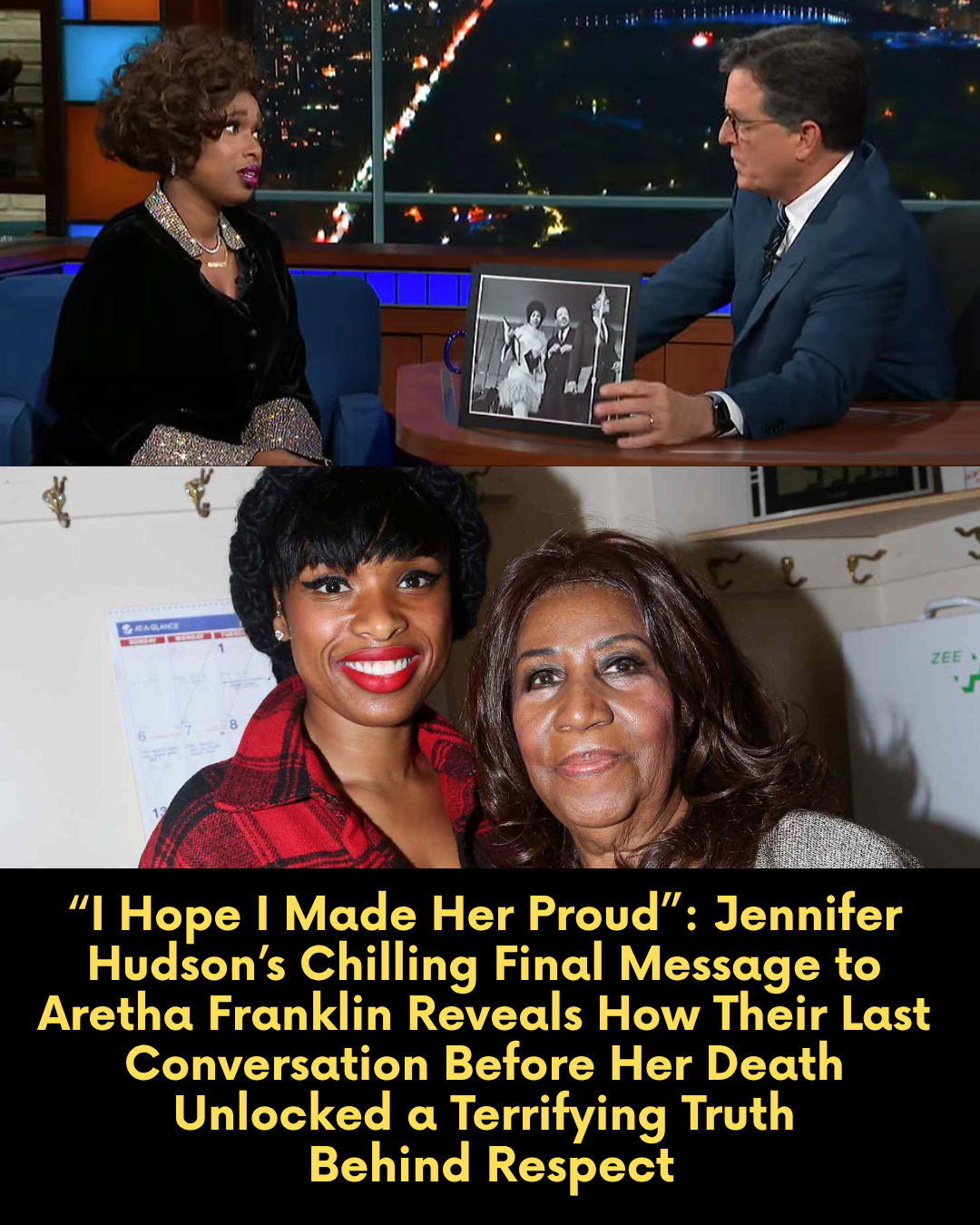 “I Hope I Made Her Proud.” — Jennifer Hudson’s Chilling Final Message to Aretha Franklin Reveals How Their Last Conversation Before Her Death Unlocked a Terrifying Truth Behind Respect