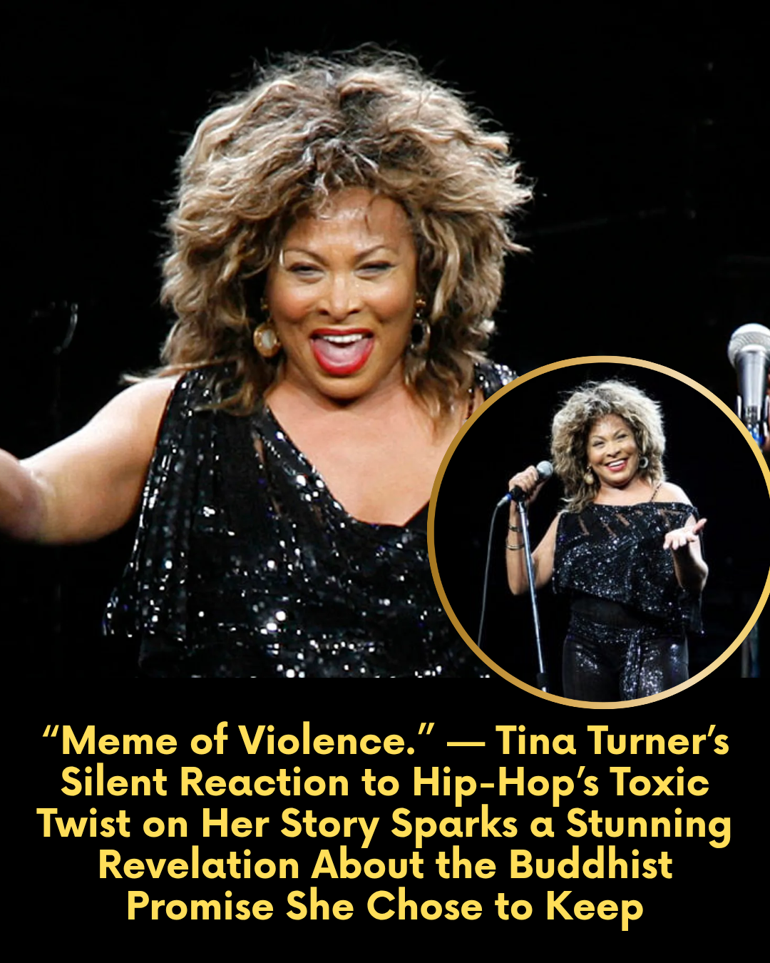 “Meme of Violence.” — Tina Turner’s Silent Reaction to Hip-Hop’s Toxic Twist on Her Story Sparks a Stunning Revelation About the Buddhist Promise She Chose to Keep.