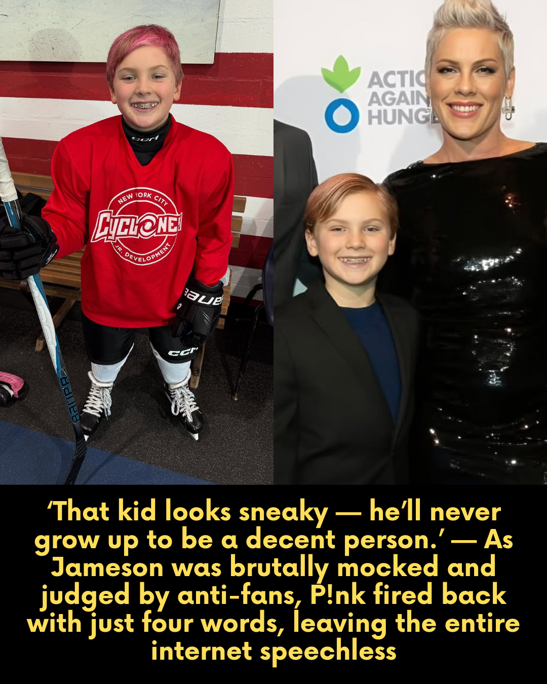 ‘That kid looks sneaky — he’ll never grow up to be a decent person.’ — As Jameson was brutally mocked and judged by anti-fans, P!nk fired back with just four words, leaving the entire internet speechless