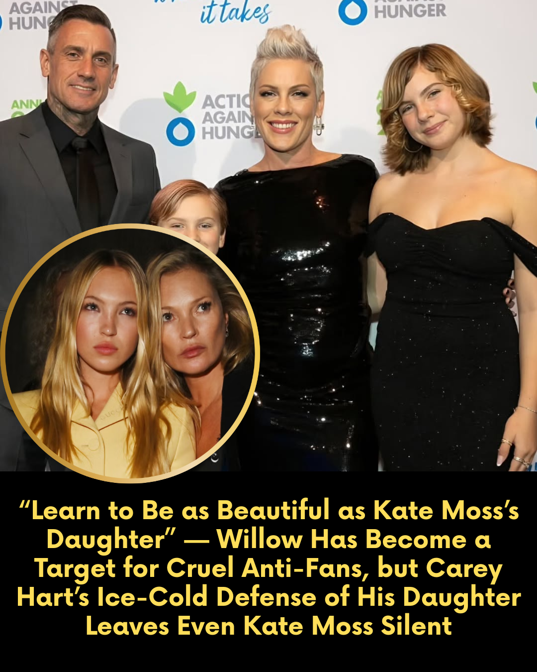 “Learn to Be as Beautiful as Kate Moss’s Daughter” — Willow Has Become a Target for Cruel Anti-Fans, but Carey Hart’s Ice-Cold Defense of His Daughter Leaves Even Kate Moss Silent