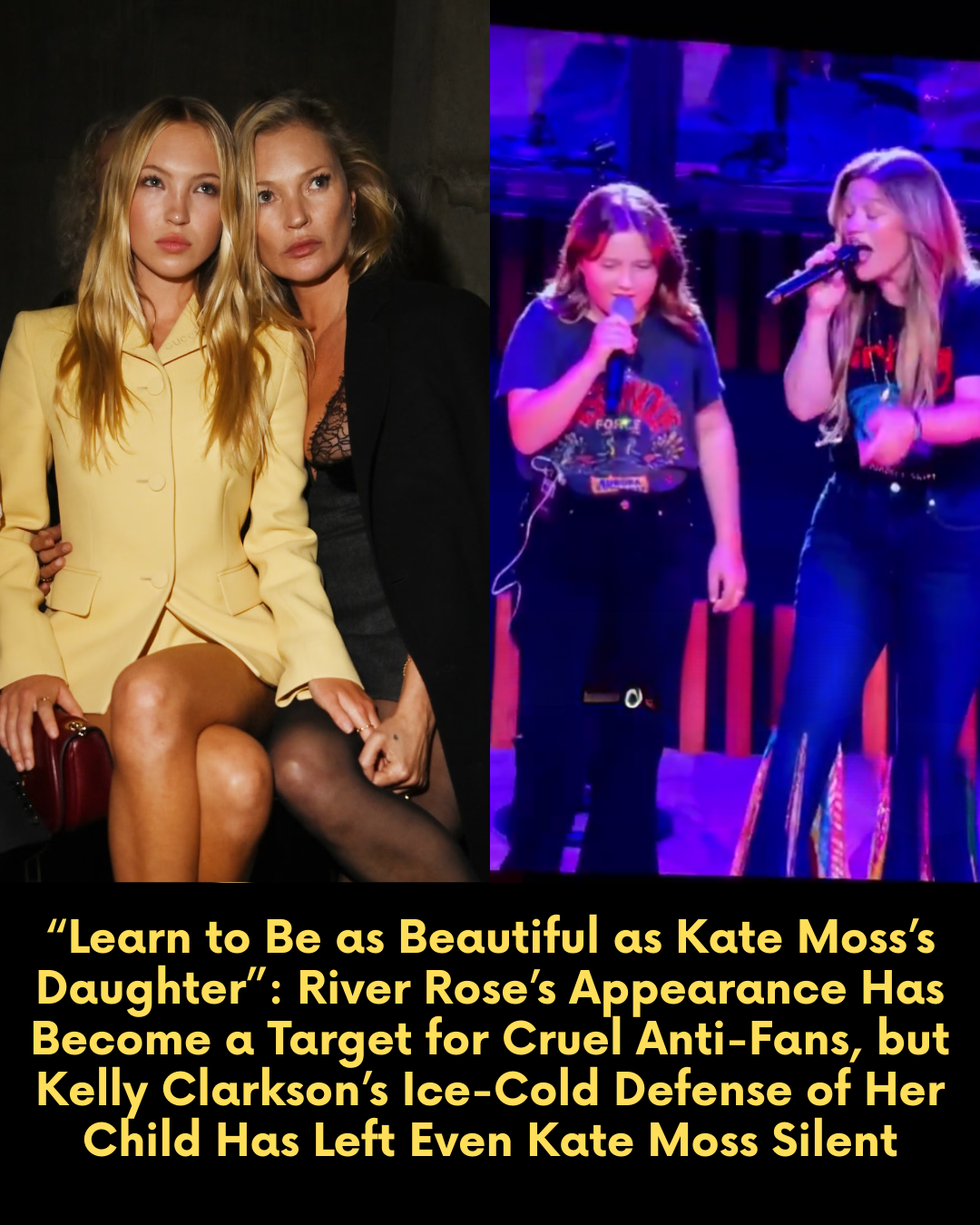 “Learn to Be as Beautiful as Kate Moss’s Daughter” — River Rose’s Appearance Has Become a Target for Cruel Anti-Fans, but Kelly Clarkson’s Ice-Cold Defense of Her Child Has Left Even Kate Moss Silent