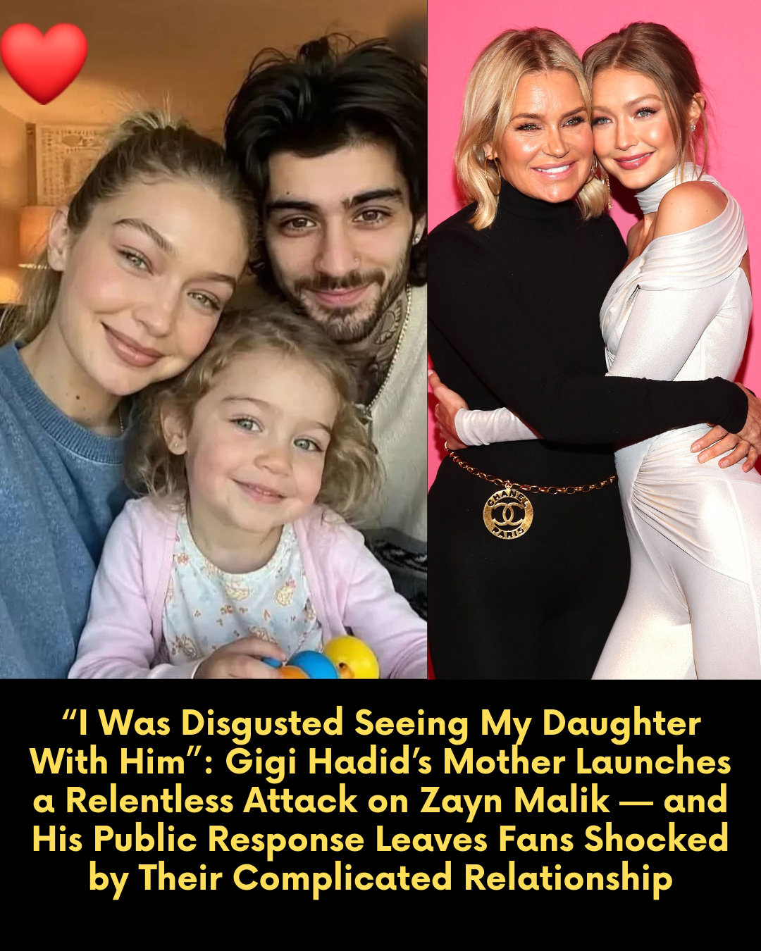 “I Was Disgusted Seeing My Daughter With Him”: Gigi Hadid’s Mother Launches a Relentless Attack on Zayn Malik — and His Public Response Leaves Fans Shocked by Their Complicated Relationship