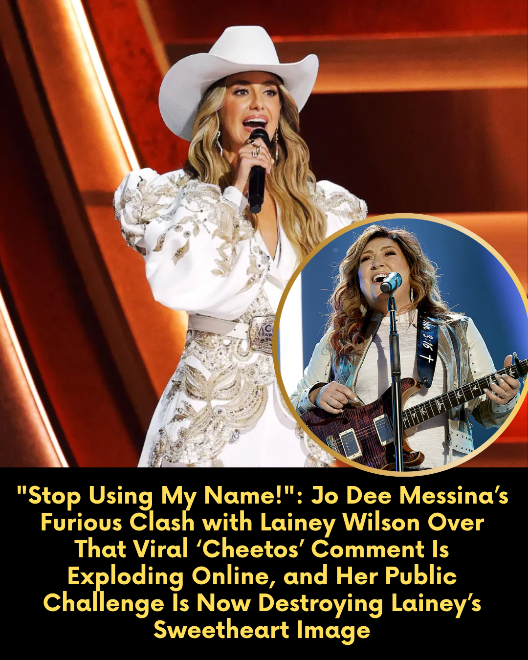 “Stop Using My Name for Clout!” — Jo Dee Messina’s Furious Clash with Lainey Wilson Over That Viral ‘Cheetos’ Comment Is Exploding Online, and Her Public Challenge Is Now Destroying Lainey’s Sweetheart Image