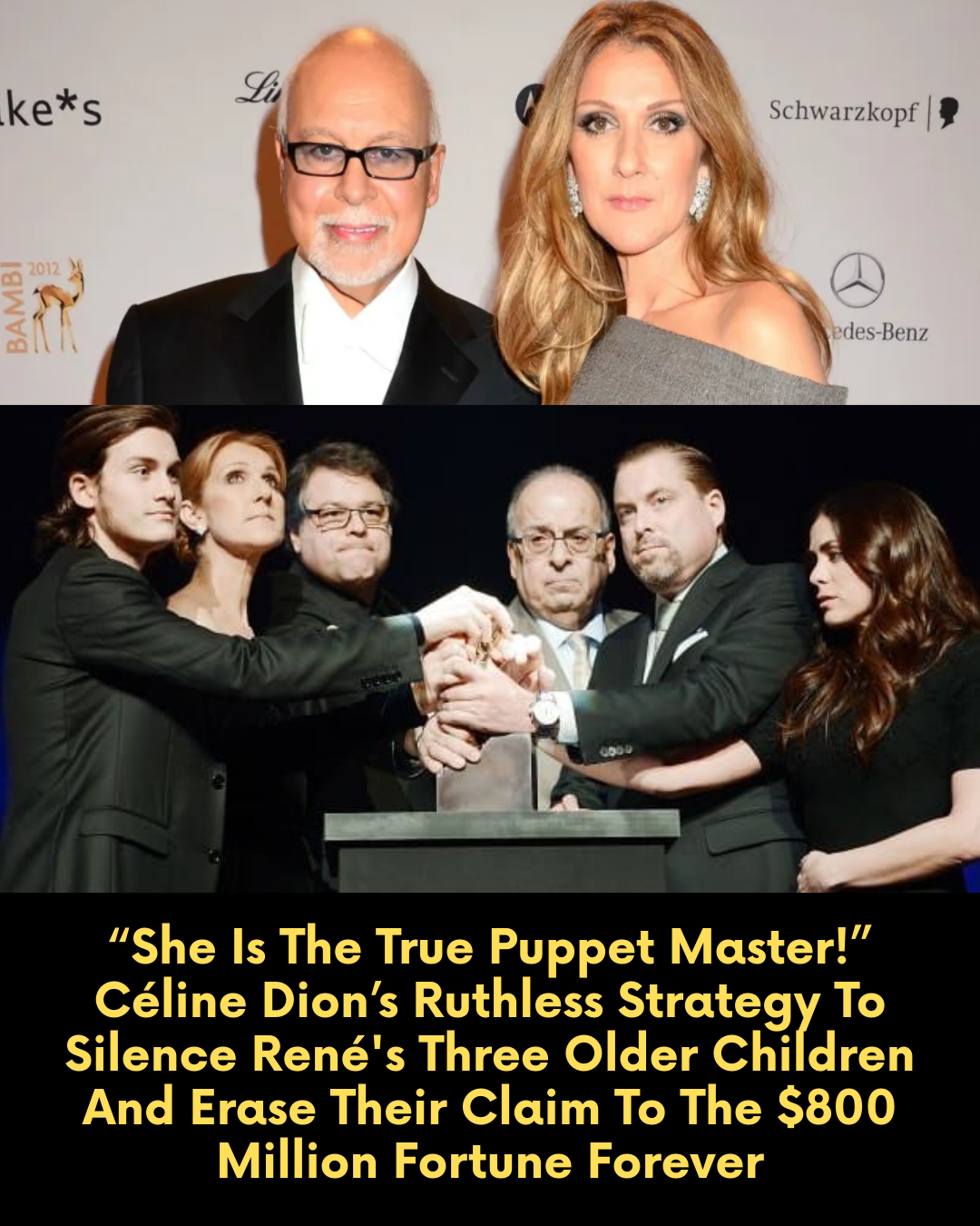 “She Is The True Puppet Master!” Céline Dion’s Ruthless Strategy To Silence René’s Three Older Children And Erase Their Claim To The $800 Million Fortune Forever.