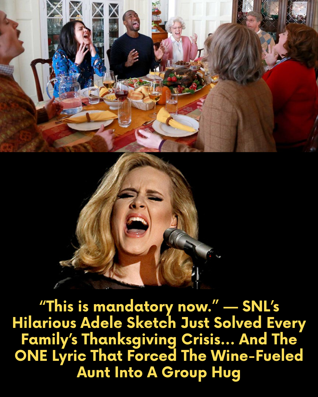 “This is mandatory now.” — SNL’s Hilarious Adele Sketch Just Solved Every Family’s Thanksgiving Crisis… And The ONE Lyric That Forced The Wine-Fueled Aunt Into A Group Hug