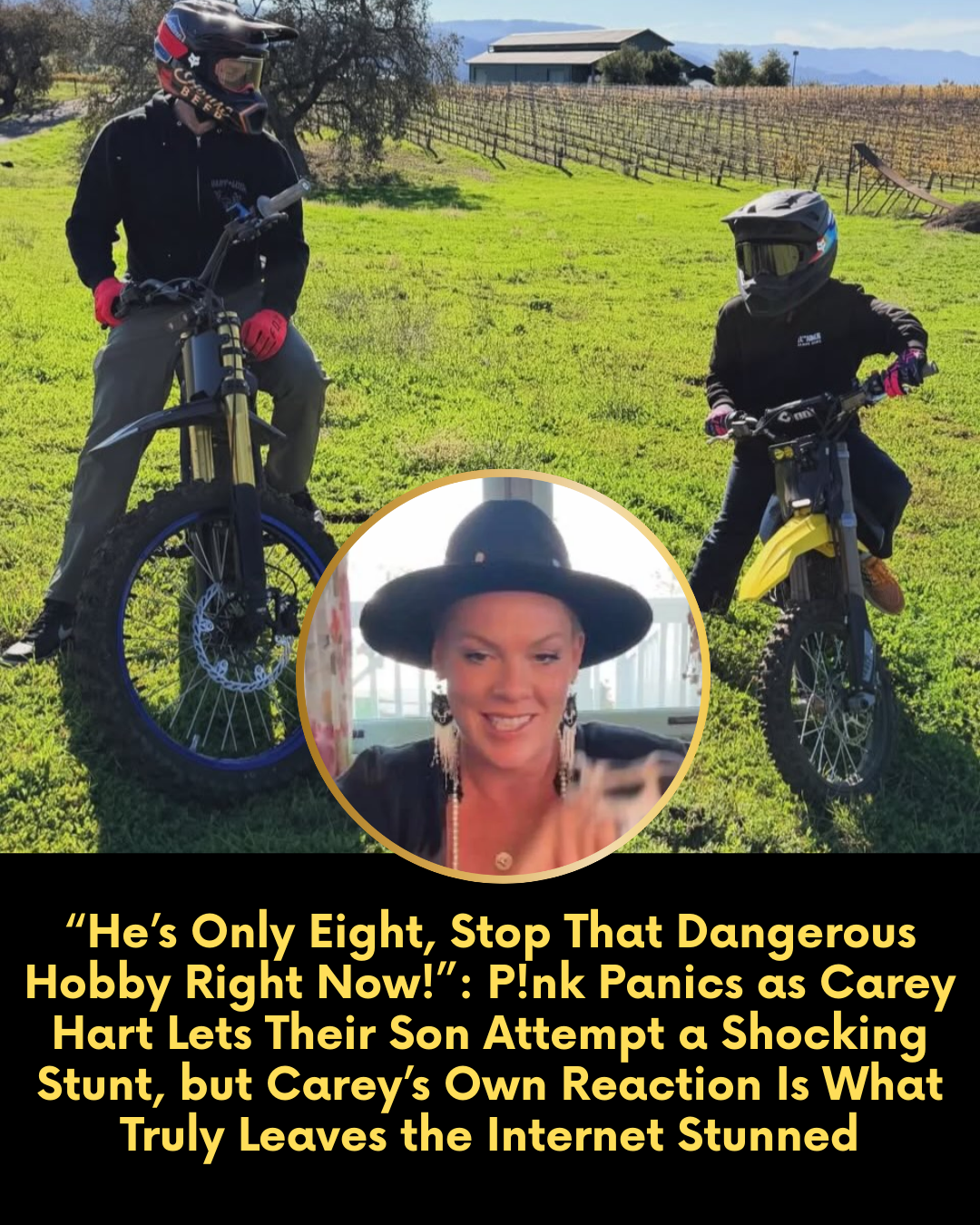 “He’s Only Eight, Stop That Dangerous Hobby Right Now!” — P!nk Panics as Carey Hart Lets Their Son Attempt a Shocking Stunt, but Carey’s Own Reaction Is What Truly Leaves the Internet Stunned
