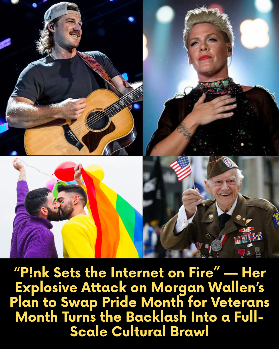 “P!nk Sets the Internet on Fire” — Her Explosive Attack on Morgan Wallen’s Plan to Swap Pride Month for Veterans Month Turns the Backlash Into a Full-Scale Cultural Brawl
