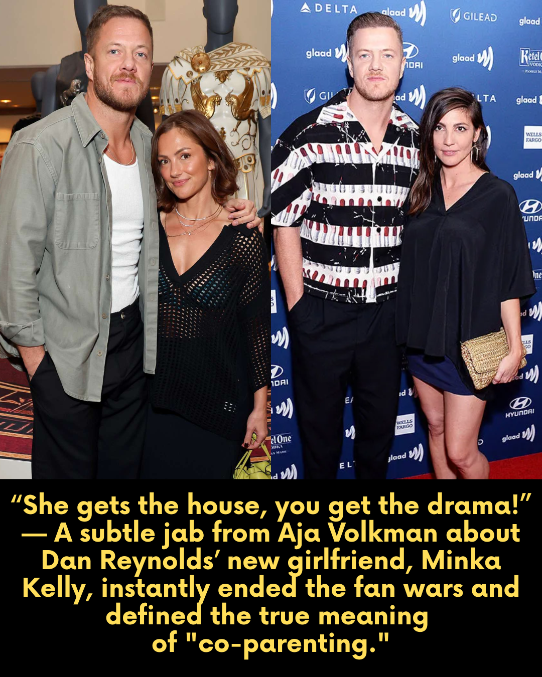 “She gets the house, you get the drama!” — A subtle jab from Aja Volkman about Dan Reynolds’ new girlfriend, Minka Kelly, instantly ended the fan wars and defined the true meaning of “co-parenting.”