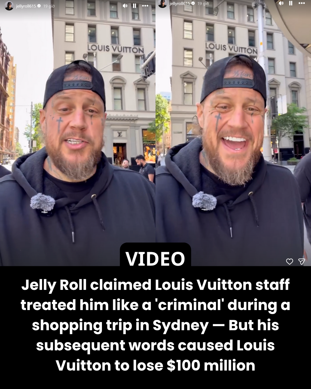 Jelly Roll claimed Louis Vuitton staff treated him like a ‘criminal’ during a shopping trip in Sydney — But his subsequent words caused Louis Vuitton to lose $100 million