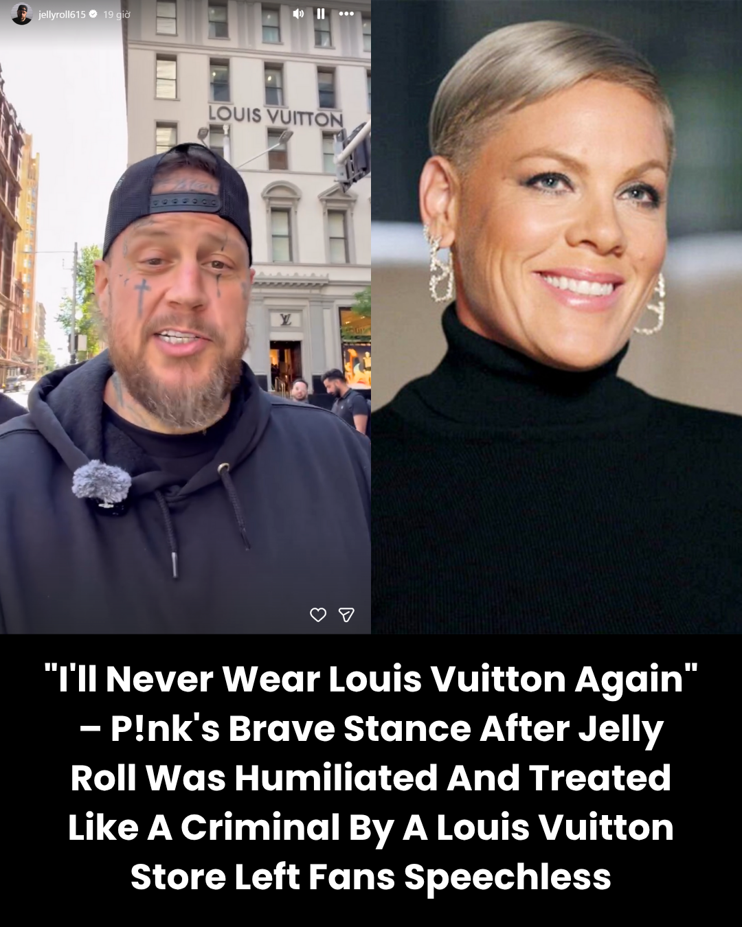 “I’ll Never Wear Louis Vuitton Again” – P!nk’s Brave Stance after Jelly Roll was Humiliated and treated like a criminal by a Louis Vuitton store left fans speechless.
