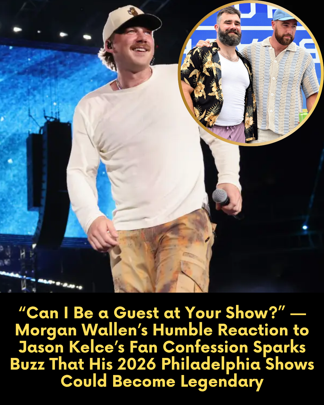 “Can I Be a Guest at Your Show?” — Morgan Wallen’s Humble Reaction to Jason Kelce’s Fan Confession Sparks Buzz That His 2026 Philadelphia Shows Could Become Legendary