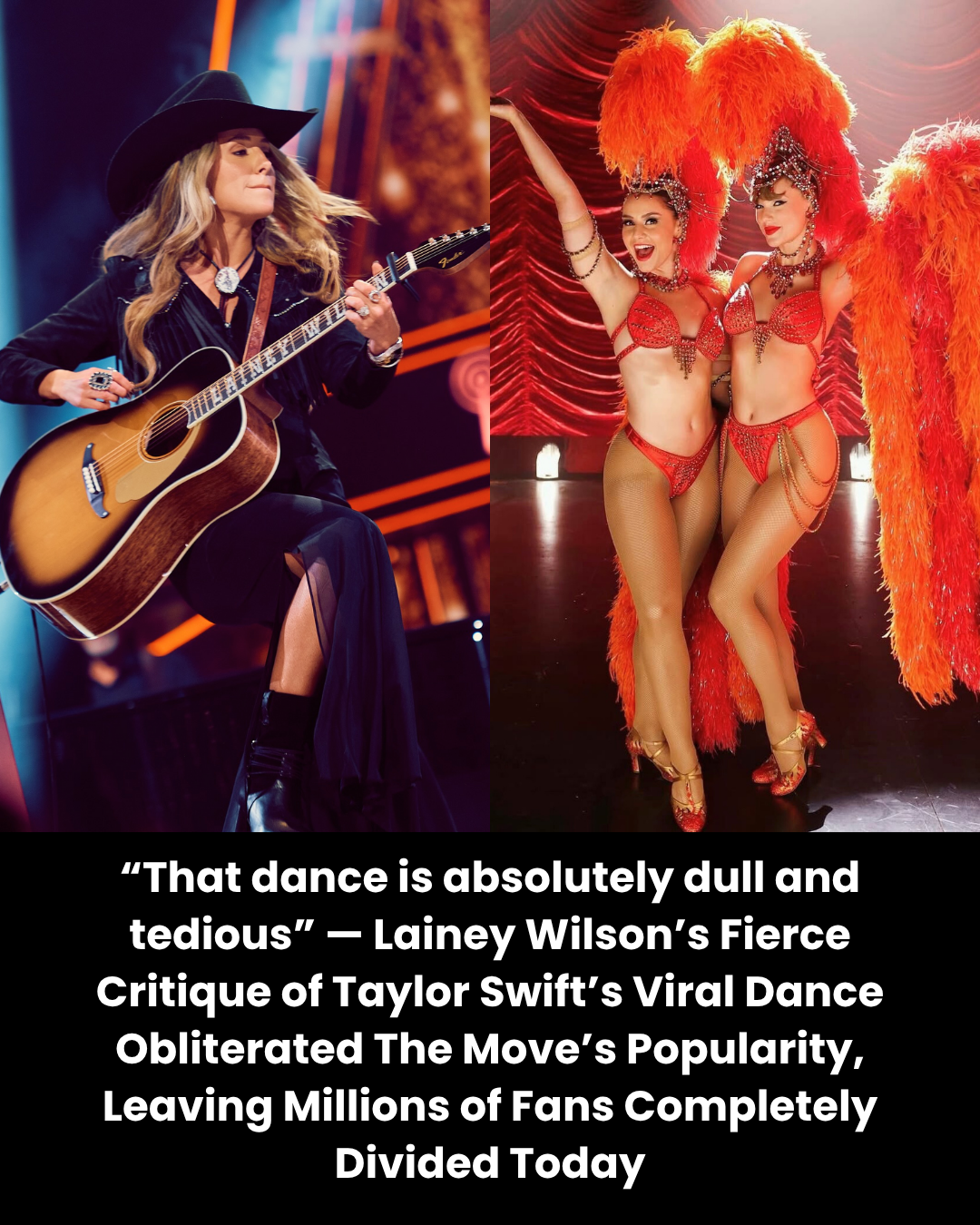 “That dance is absolutely dull and tedious” — Lainey Wilson’s Fierce Critique of Taylor Swift’s Viral Dance Obliterated The Move’s Popularity, Leaving Millions of Fans Completely Divided Today