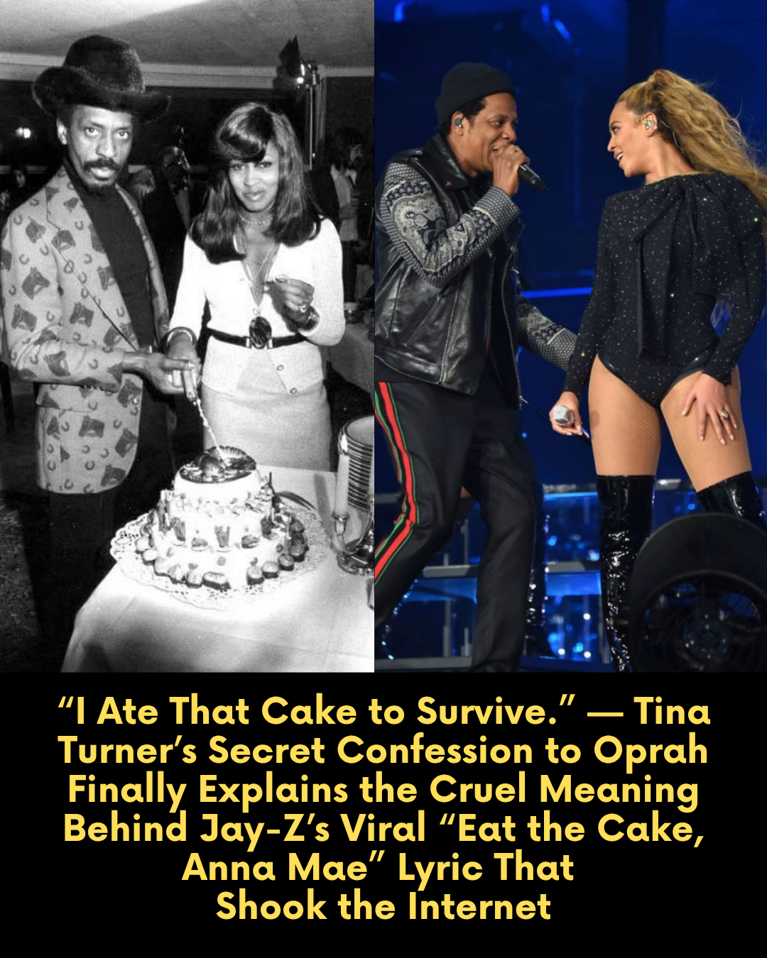 “I Ate That Cake to Survive.” — Tina Turner’s Secret Confession to Oprah Finally Explains the Cruel Meaning Behind Jay-Z’s Viral “Eat the Cake, Anna Mae” Lyric That  Shook the Internet