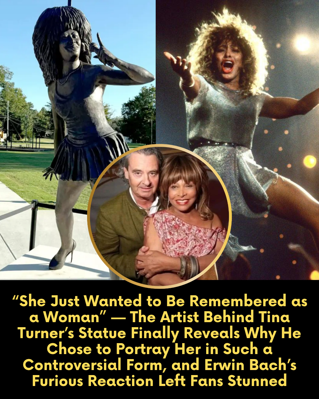 “She Just Wanted to Be Remembered as a Woman” — The Artist Behind Tina Turner’s Statue Finally Reveals Why He Chose to Portray Her in Such a Controversial Form, and Erwin Bach’s Furious Reaction Left Fans Stunned