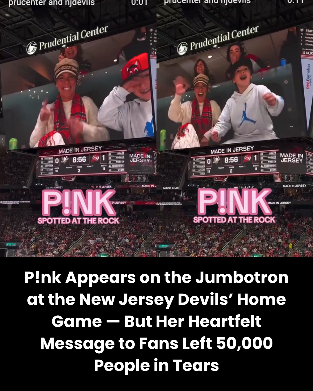 P!nk Appears on the Jumbotron at the New Jersey Devils’ Home Game — But Her Heartfelt Message to Fans Left 50,000 People in Tears