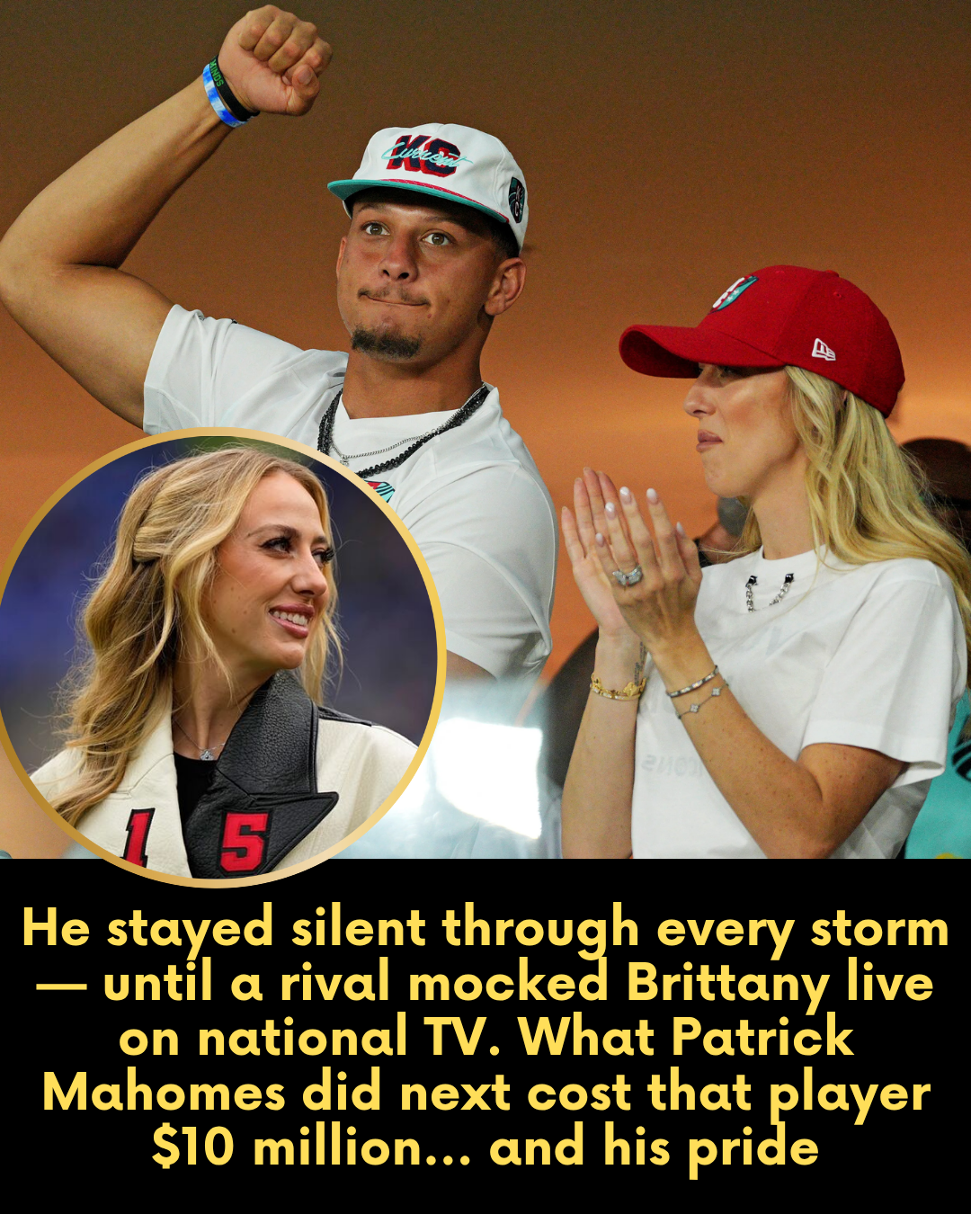 He stayed silent through every storm — until a rival mocked Brittany live on national TV. What Patrick Mahomes did next cost that player $10 million… and his pride