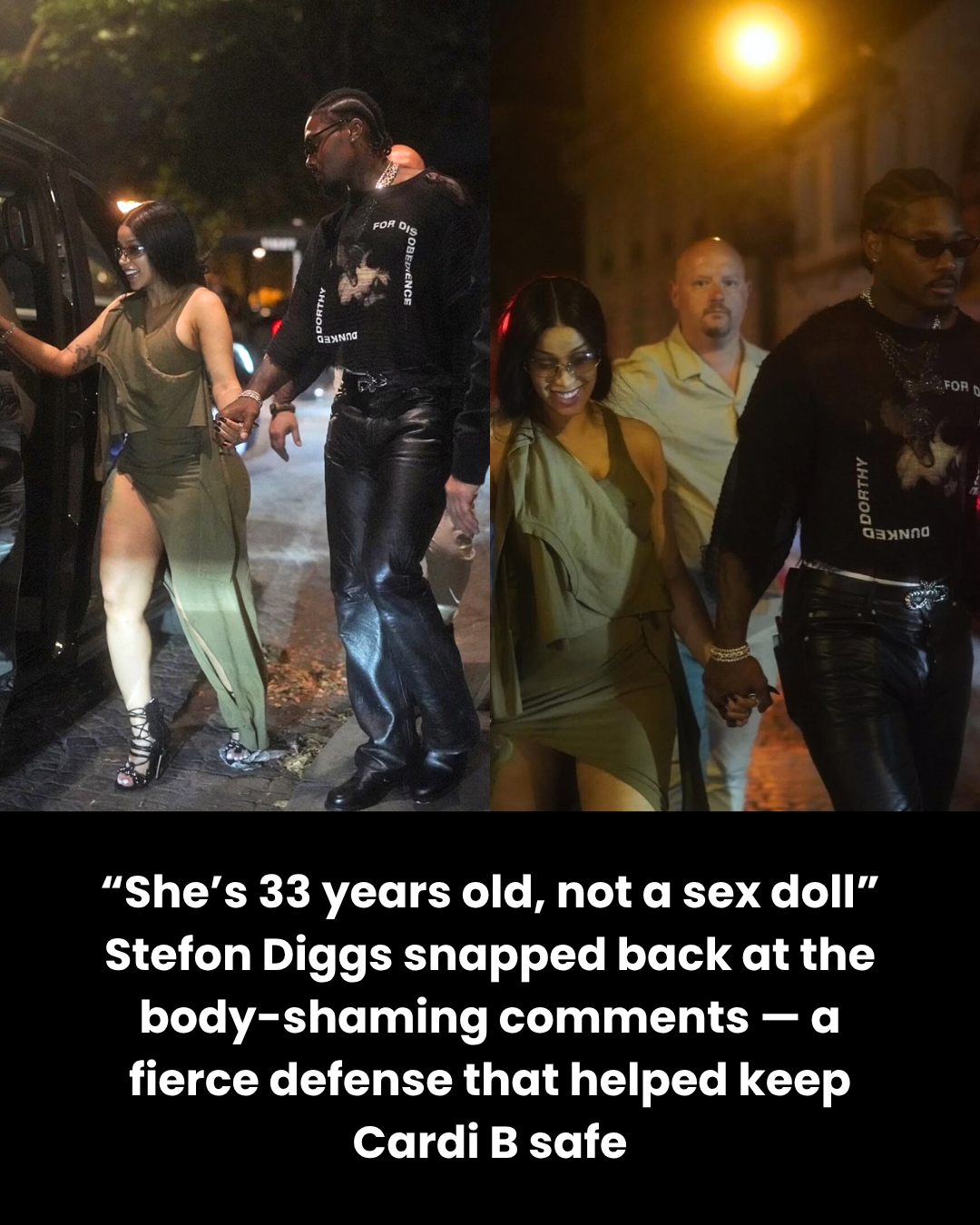 “She’s 33 years old, not a sex doll,” Stefon Diggs snapped back at the body-shaming comments — a fierce defense that helped keep Cardi B safe.