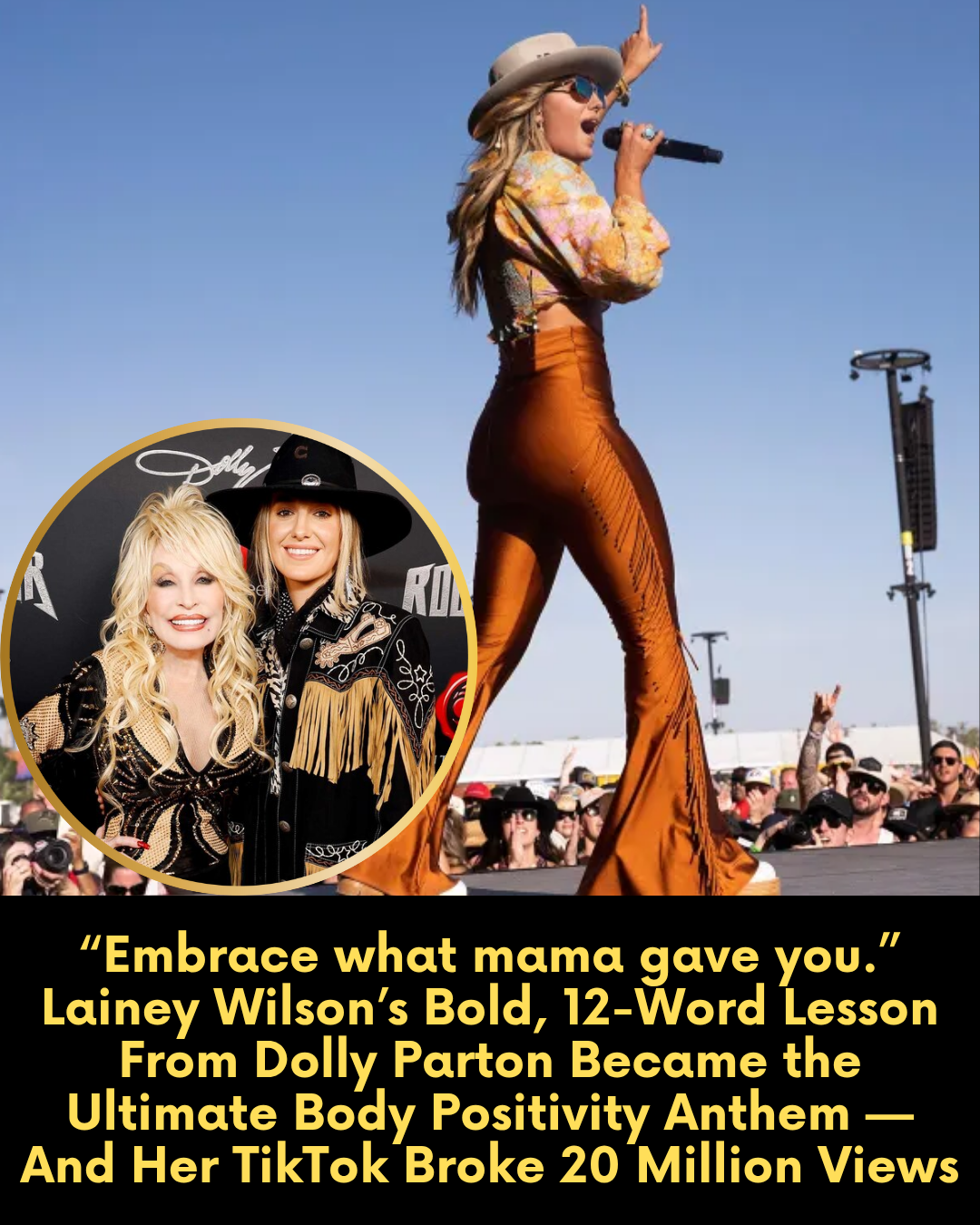 “Embrace what mama gave you.” Lainey Wilson’s Bold, 12-Word Lesson From Dolly Parton Became the Ultimate Body Positivity Anthem — And Her TikTok Broke 20 Million Views.