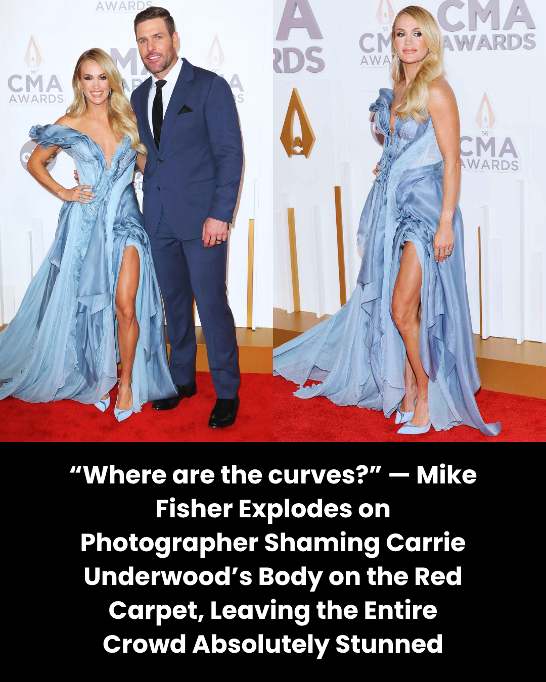 “Where are the curves?” — Mike Fisher Explodes on Photographer Shaming Carrie Underwood’s Body on the Red Carpet, Leaving the Entire Crowd Absolutely Stunned