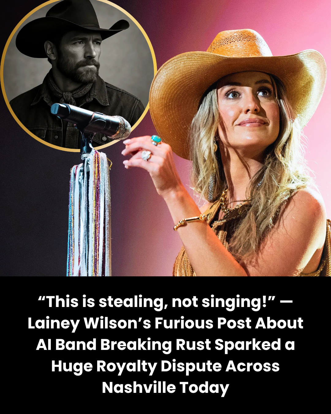“This is stealing, not singing!” — Lainey Wilson’s Furious Post About AI Band Breaking Rust Sparked a Huge Royalty Dispute Across Nashville Today