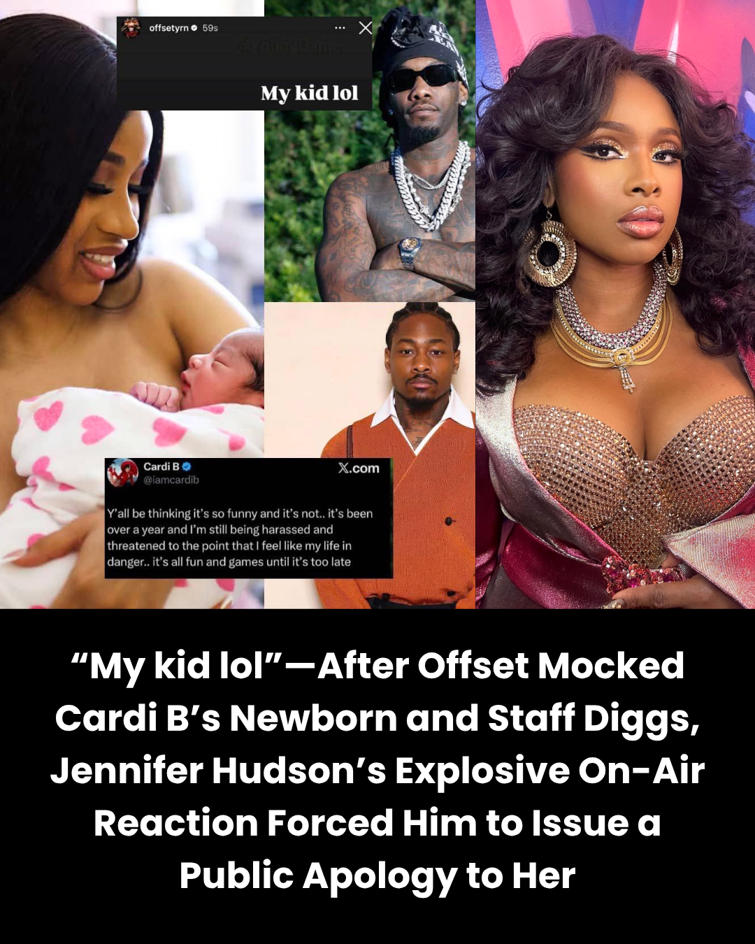 “My kid lol”—After Offset Mocked Cardi B’s Newborn and Staff Diggs, Jennifer Hudson’s Explosive On-Air Reaction Forced Him to Issue a Public Apology to Her