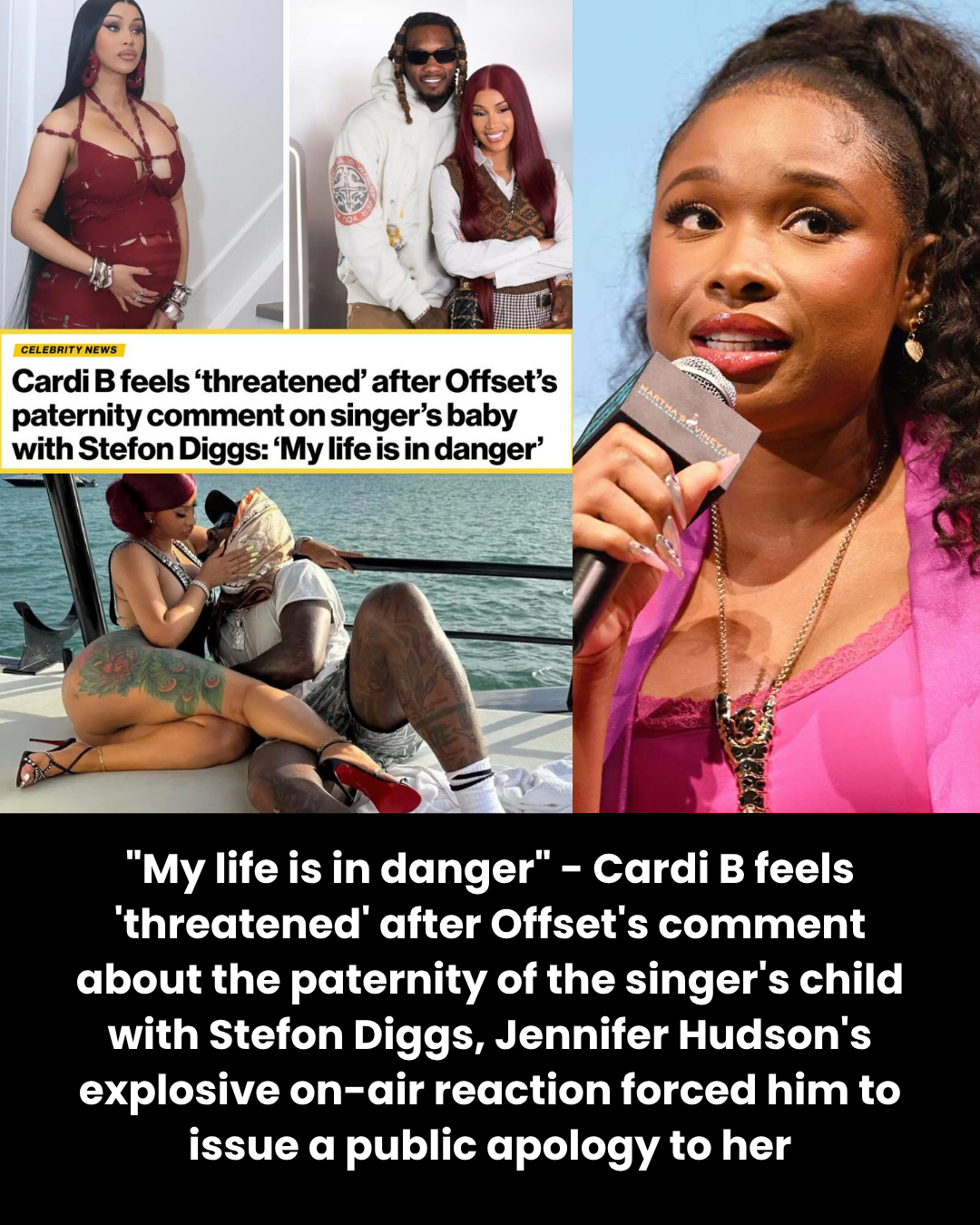 “My life is in danger” – Cardi B feels ‘threatened’ after Offset’s comment about the paternity of the singer’s child with Stefon Diggs, Jennifer Hudson’s explosive on-air reaction forced him to issue a public apology to her