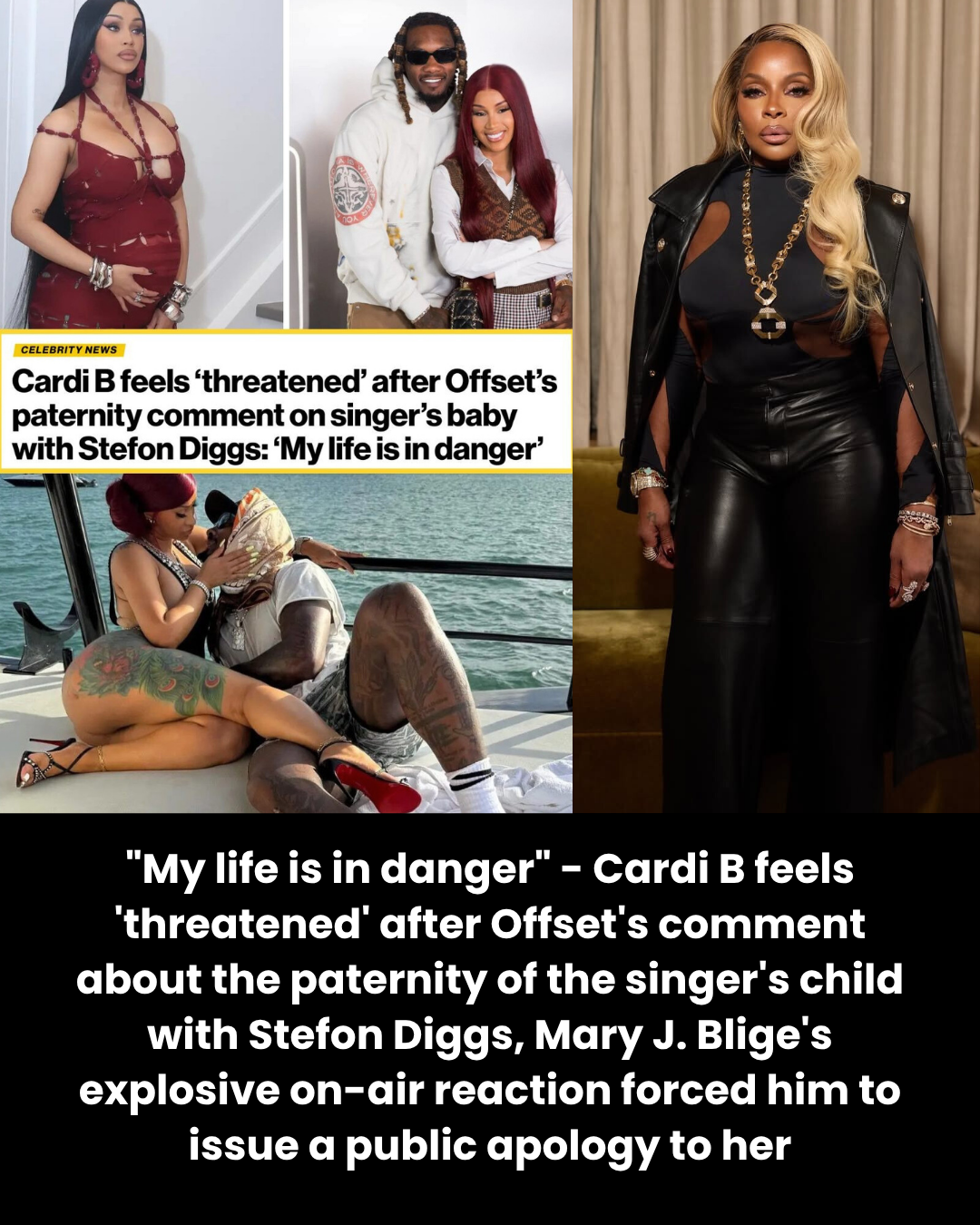 “My life is in danger” – Cardi B feels ‘threatened’ after Offset’s comment about the paternity of the singer’s child with Stefon Diggs, Mary J. Blige’s explosive on-air reaction forced him to issue a public apology to her
