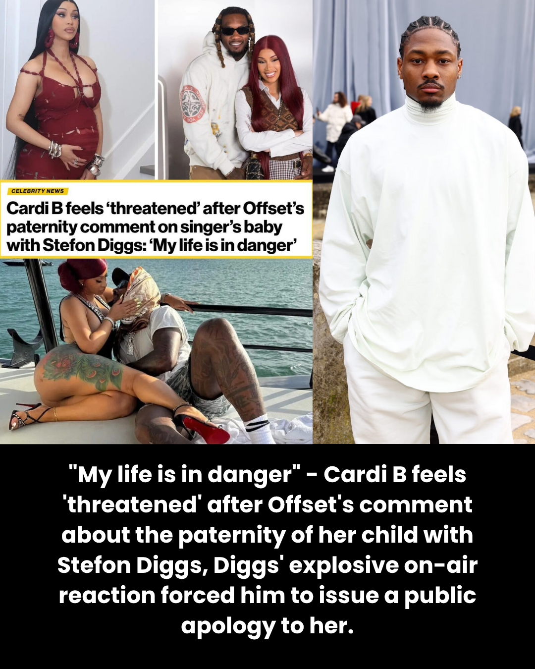 “My life is in danger” – Cardi B feels ‘threatened’ after Offset’s comment about the paternity of her child with Stefon Diggs, Diggs’ explosive on-air reaction forced him to issue a public apology to her