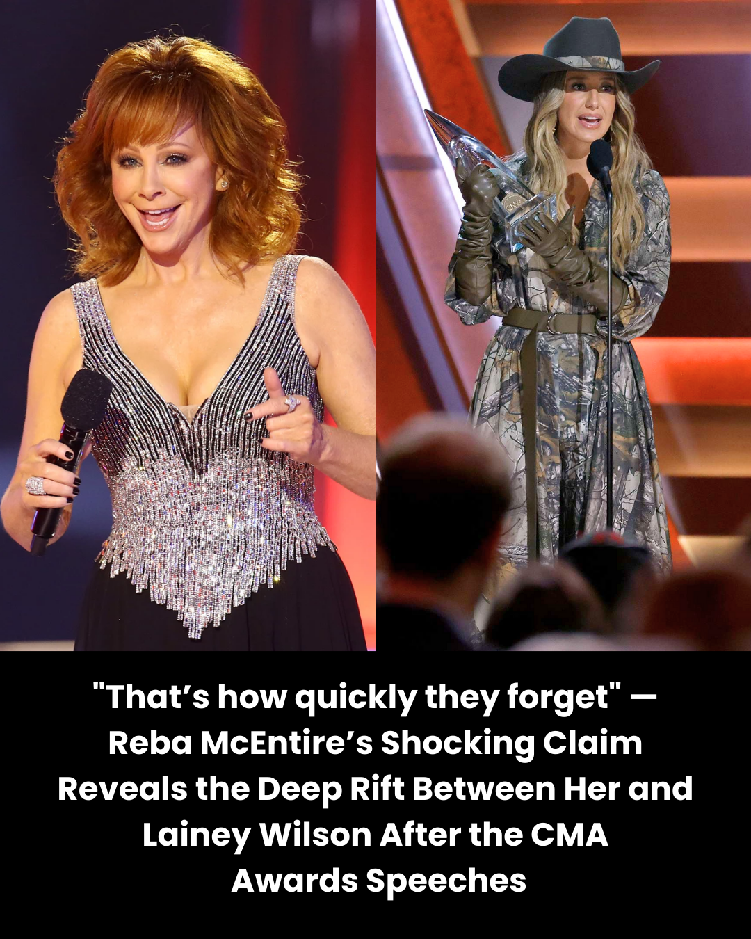 “That’s how quickly they forget” — Reba McEntire’s Shocking Claim Reveals the Deep Rift Between Her and Lainey Wilson After the CMA  Awards Speeches