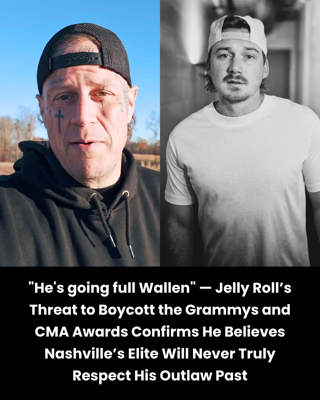 “He’s going full Wallen” — Jelly Roll’s Threat to Boycott the Grammys and CMA Awards Confirms He Believes Nashville’s Elite Will Never Truly Respect His Outlaw Past
