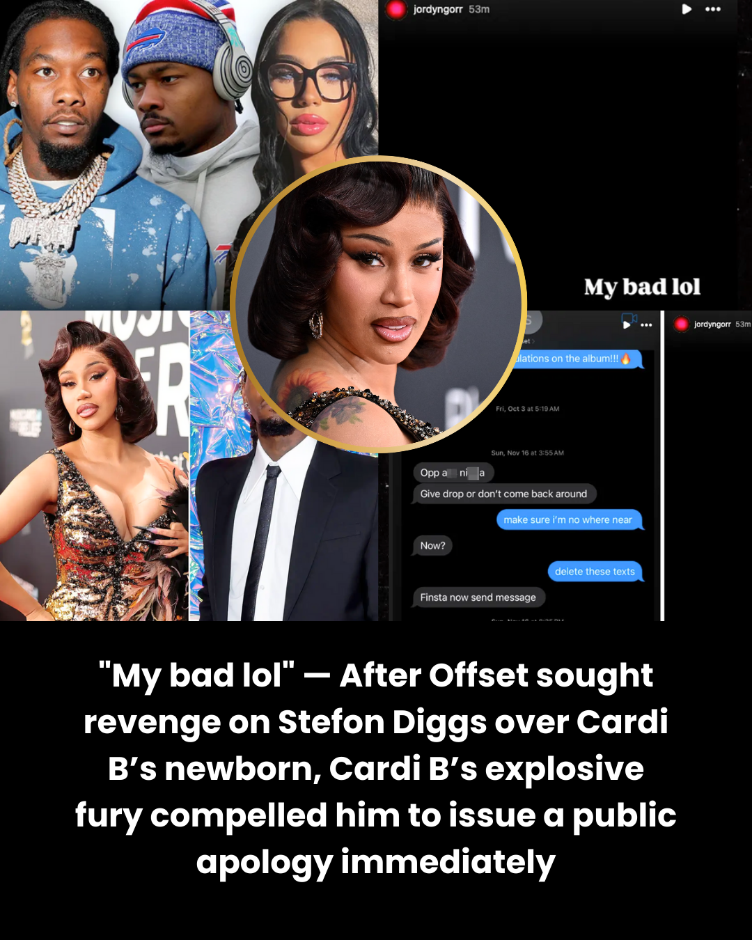 “My bad lol” — After Offset sought revenge on Stefon Diggs over Cardi B’s newborn, Cardi B’s explosive fury compelled him to issue a public apology immediately