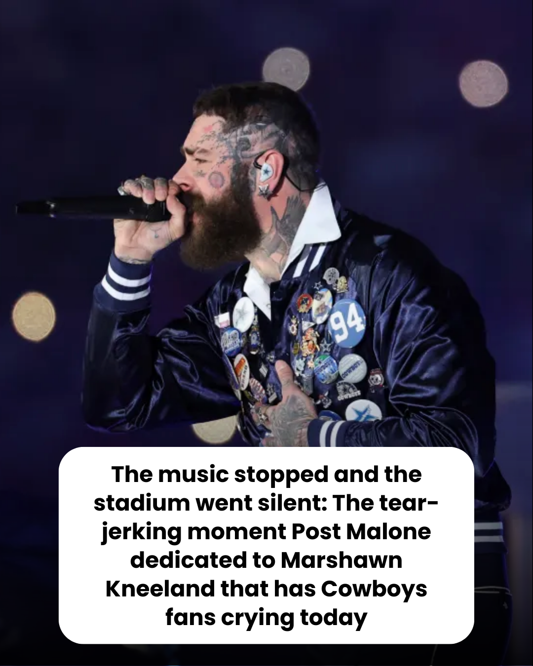 The music stopped and the stadium went silent: The tear-jerking moment Post Malone dedicated to Marshawn Kneeland that has Cowboys fans crying today