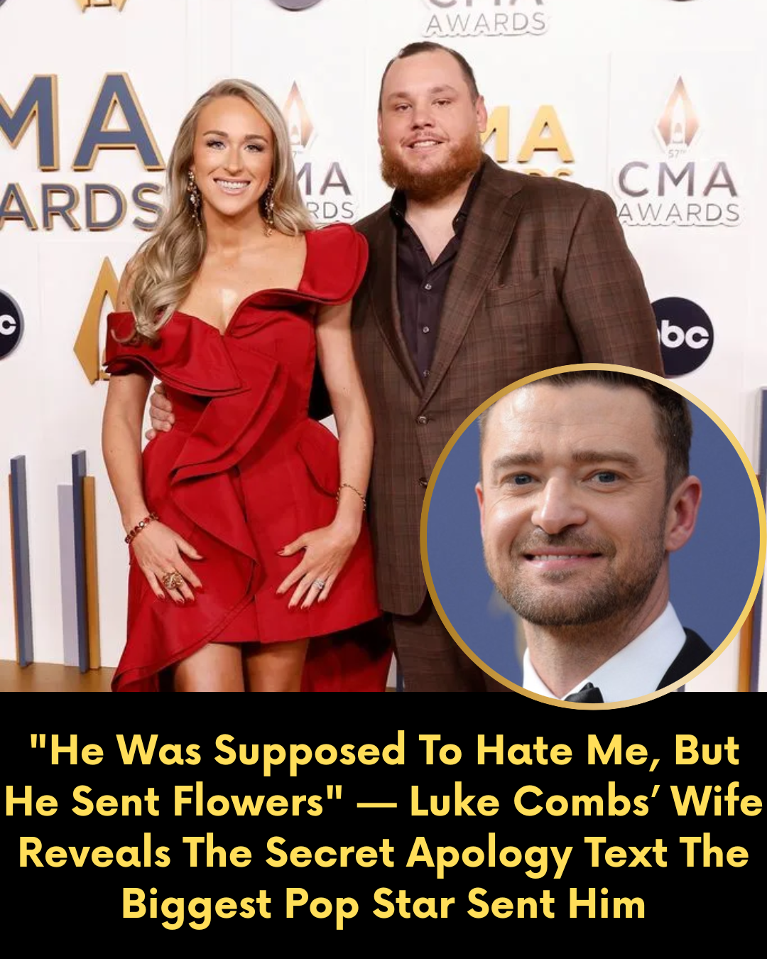 “He Was Supposed To Hate Me, But He Sent Flowers” — Luke Combs’ Wife Reveals The Secret Apology Text The Biggest Pop Star Sent Him