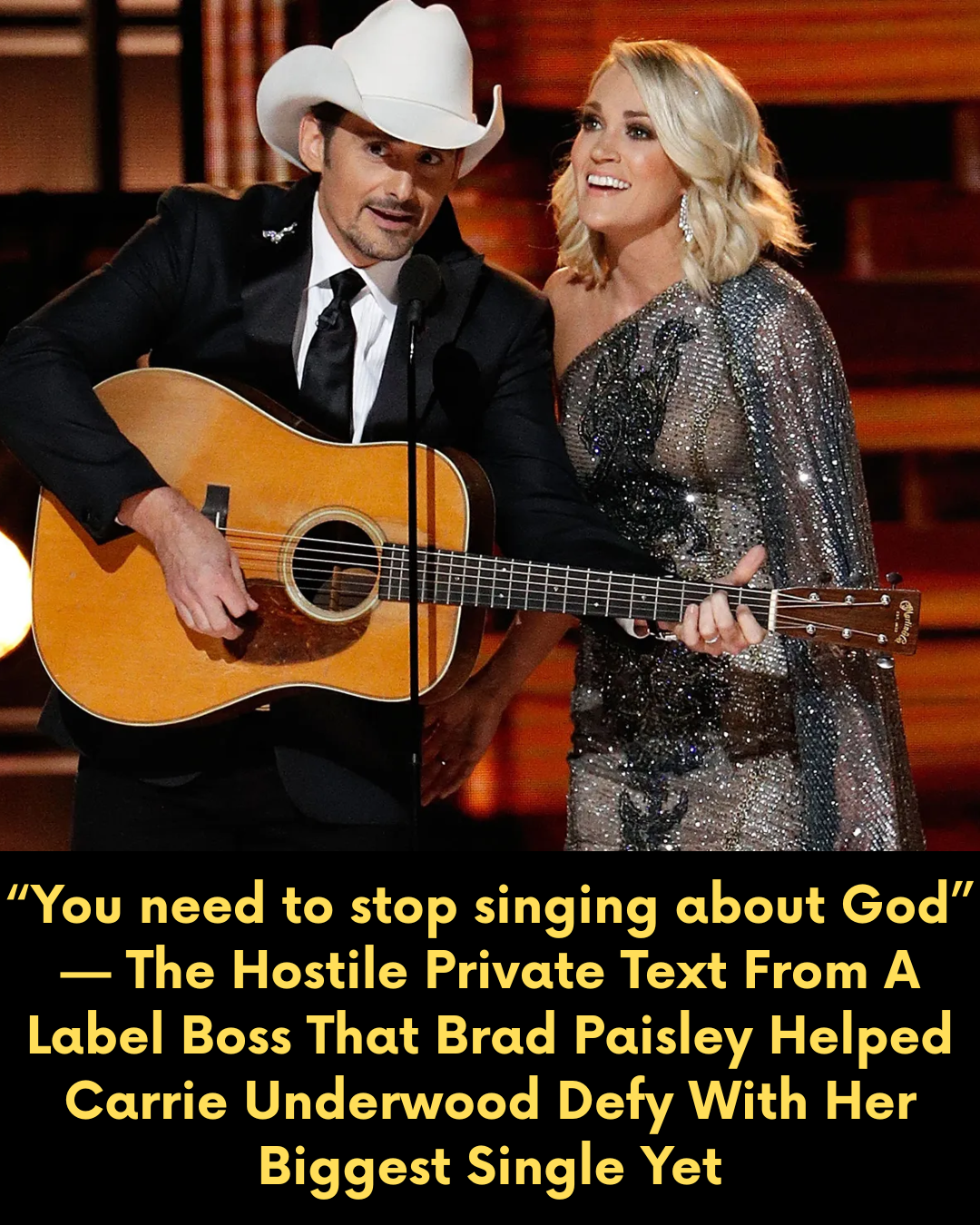 “You need to stop singing about God” — The Hostile Private Text From A Label Boss That Brad Paisley Helped Carrie Underwood Defy With Her Biggest Single Yet