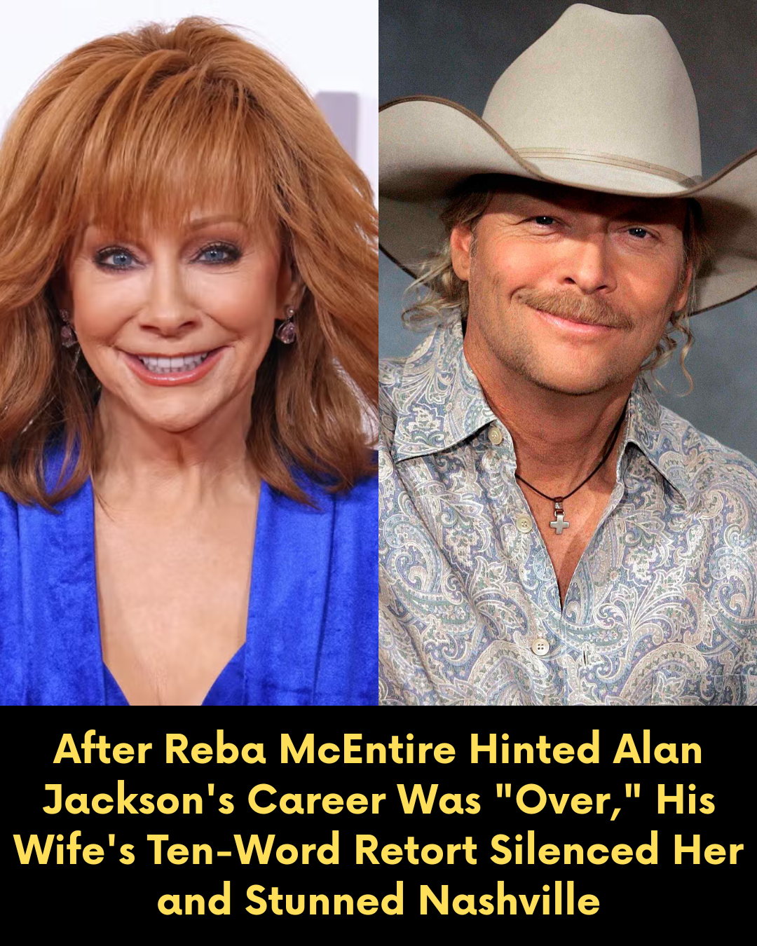 After Reba McEntire Hinted Alan Jackson’s Career Was “Over,” His Wife’s Ten-Word Retort Silenced Her and Stunned Nashville