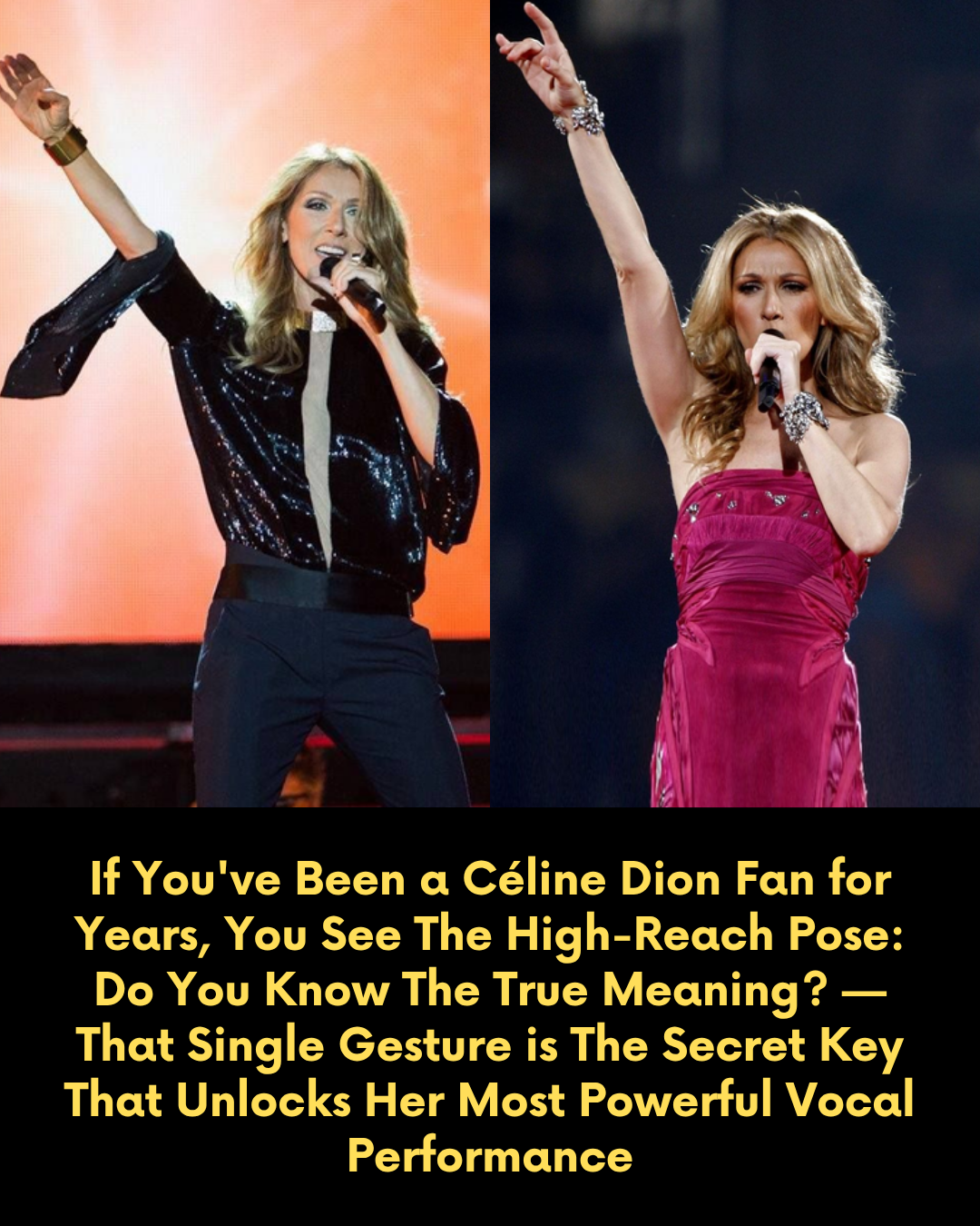If You’ve Been a Céline Dion Fan for Years, You See The High-Reach Pose: Do You Know The True Meaning? — That Single Gesture is The Secret Key That Unlocks Her Most Powerful Vocal Performance