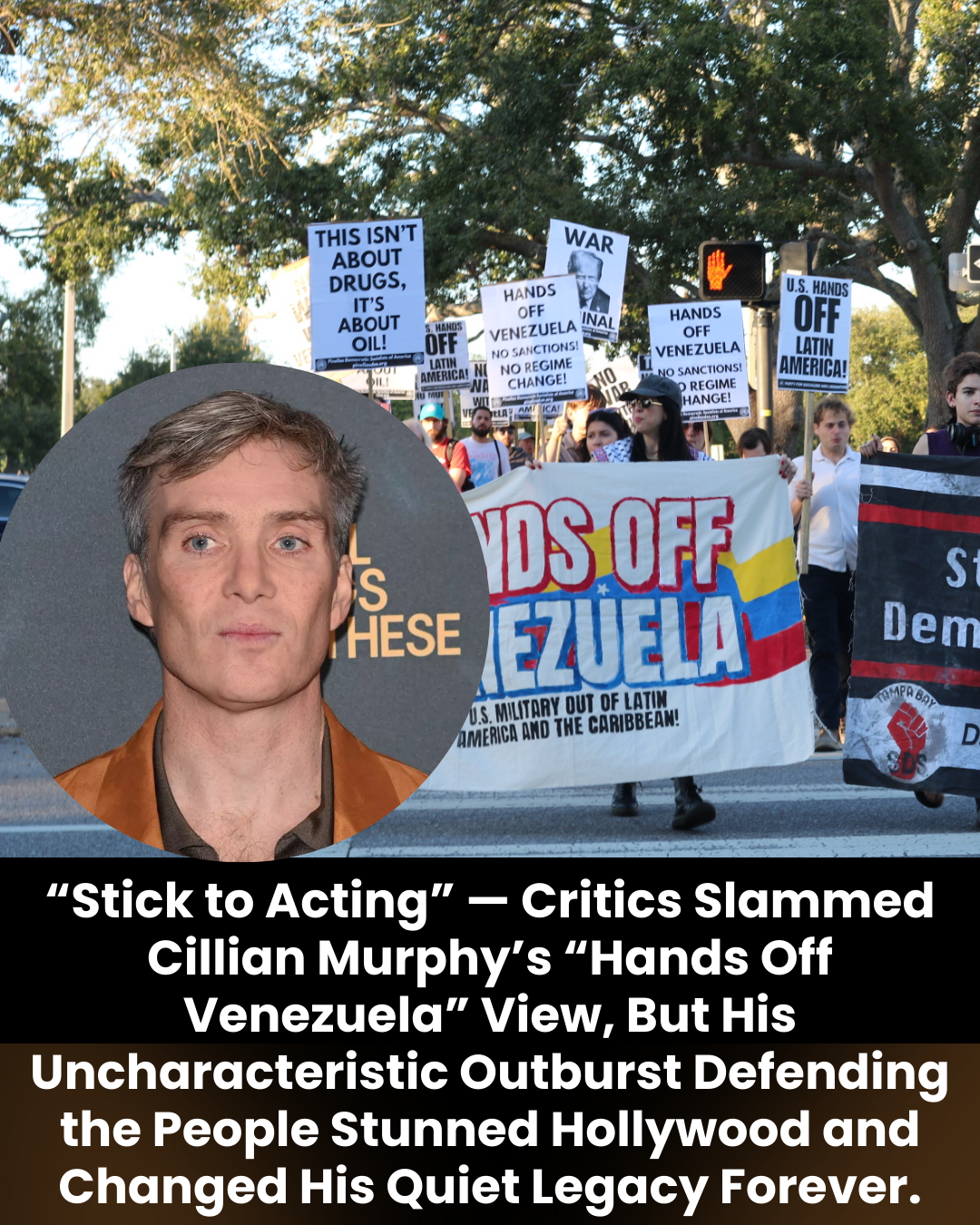“Stick to Acting” — Critics Slammed Cillian Murphy’s “Hands Off Venezuela” View, But His Uncharacteristic Outburst Defending the People Stunned Hollywood and Changed His Quiet Legacy Forever.