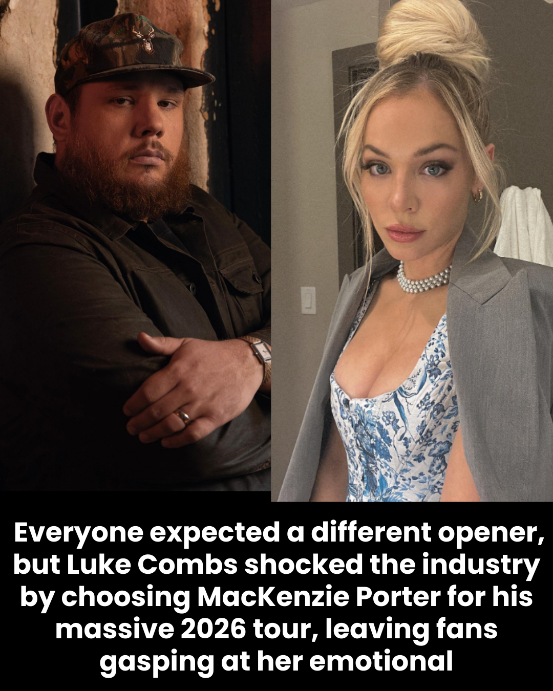  Everyone expected a different opener, but Luke Combs shocked the industry by choosing MacKenzie Porter for his massive 2026 tour, leaving fans gasping at her emotional
