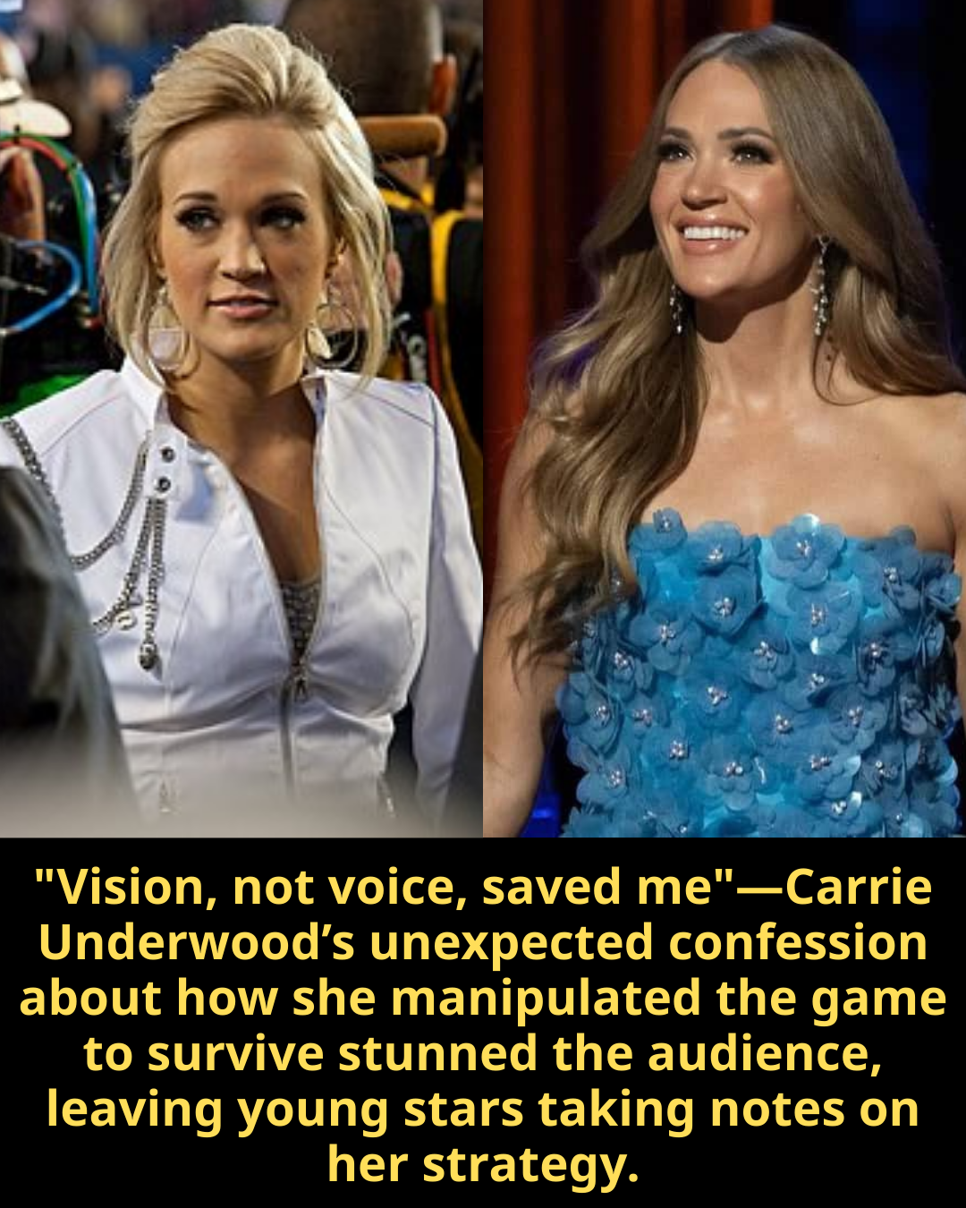 “Vision, not voice, saved me”—Carrie Underwood’s unexpected confession about how she manipulated the game to survive stunned the audience, leaving young stars taking notes on her strategy.