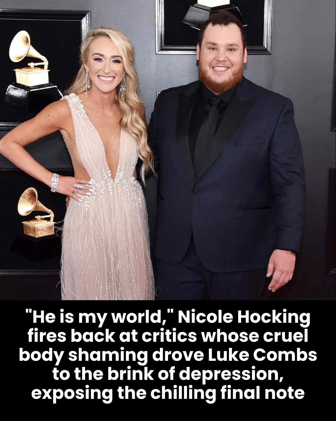 “He is my world,” Nicole Hocking fires back at critics whose cruel body shaming drove Luke Combs to the brink of depression, exposing the chilling final note
