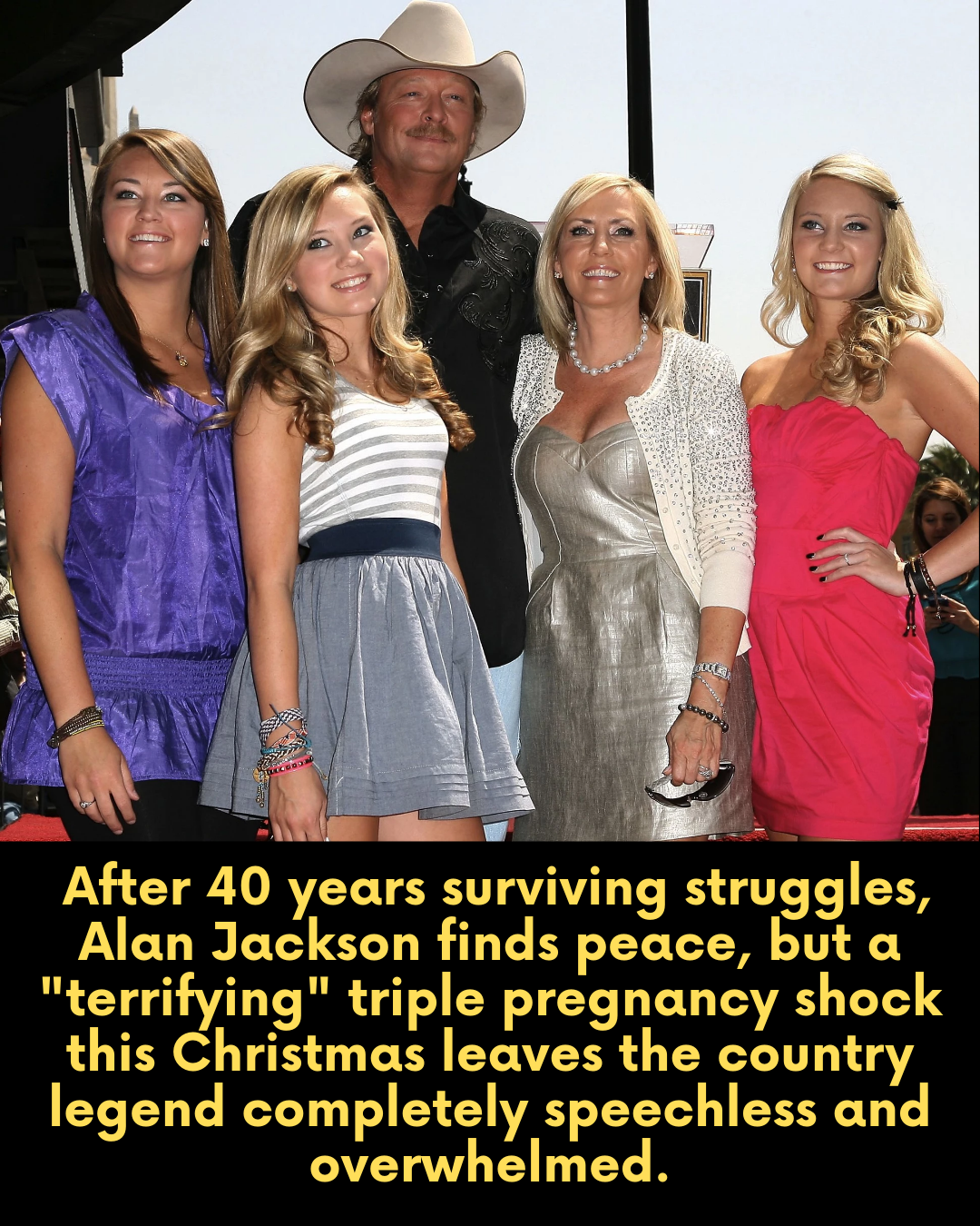 After 40 years surviving struggles, Alan Jackson finds peace, but a “terrifying” triple pregnancy shock this Christmas leaves the country legend completely speechless and overwhelmed.