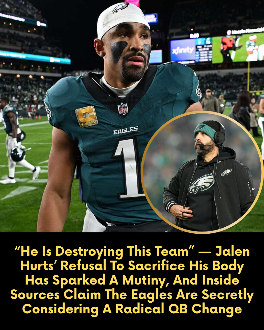 “He Is Destroying This Team” — Jalen Hurts’ Refusal To Sacrifice His Body Has Sparked A Mutiny, And Inside Sources Claim The Eagles Are Secretly Considering A Radical QB Change