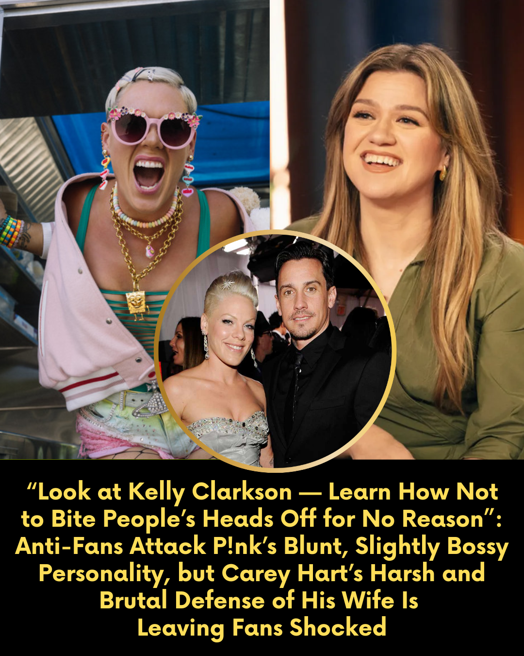 “Look at Kelly Clarkson — Learn How Not to Bite People’s Heads Off for No Reason”: Anti-Fans Attack P!nk’s Blunt, Slightly Bossy Personality, but Carey Hart’s Harsh and Brutal Defense of His Wife Is  Leaving Fans Shocked
