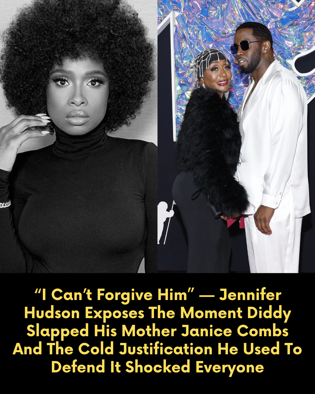 “I Can’t Forgive Him” — Jennifer Hudson Exposes The Moment Diddy Slapped His Mother Janice Combs And The Cold Justification He Used To Defend It Shocked Everyone