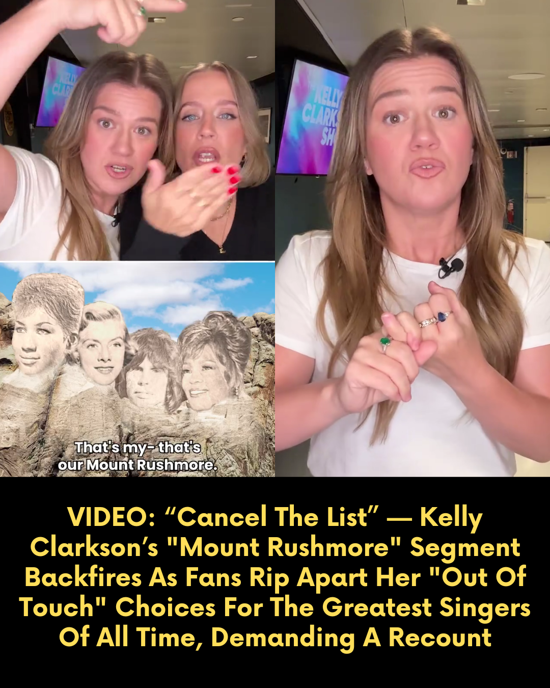 VIDEO: “Cancel The List” — Kelly Clarkson’s “Mount Rushmore” Segment Backfires As Fans Rip Apart Her “Out Of Touch” Choices For The Greatest Singers Of All Time, Demanding A Recount