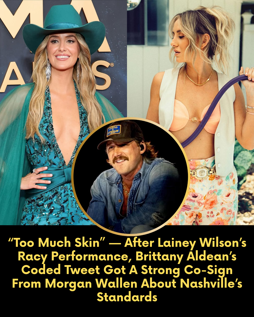 “Too Much Skin” — After Lainey Wilson’s Racy Performance, Brittany Aldean’s Coded Tweet Got A Strong Co-Sign From Morgan Wallen About Nashville’s Standards