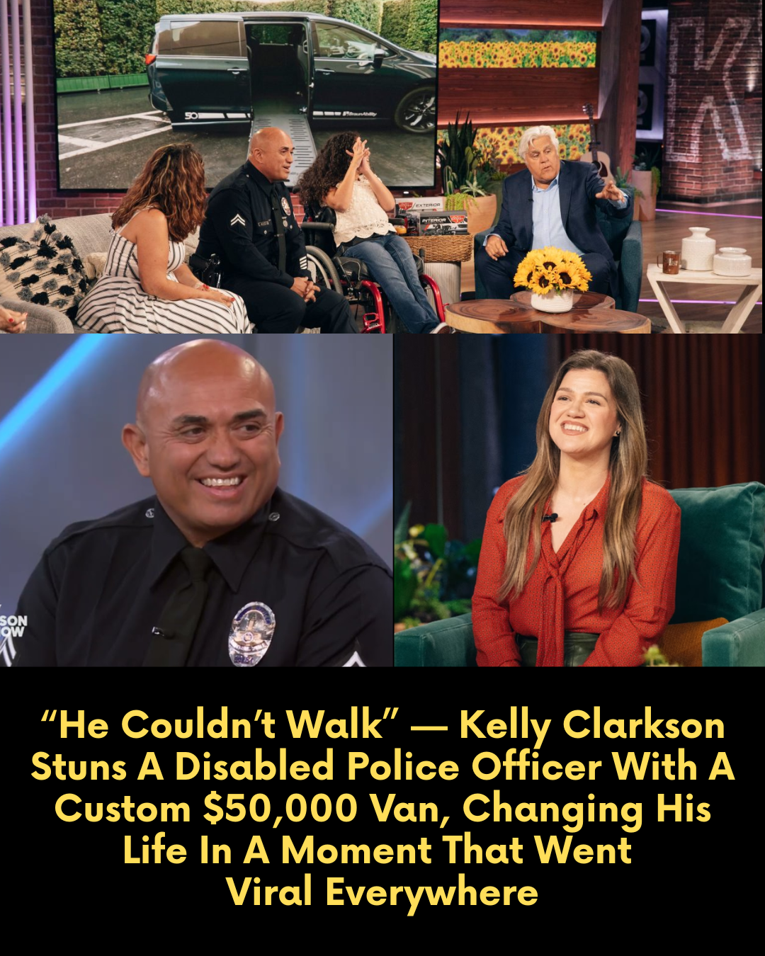 “He Couldn’t Walk” — Kelly Clarkson Stuns A Disabled Police Officer With A Custom $50,000 Van, Changing His Life In A Moment That Went Viral Everywhere